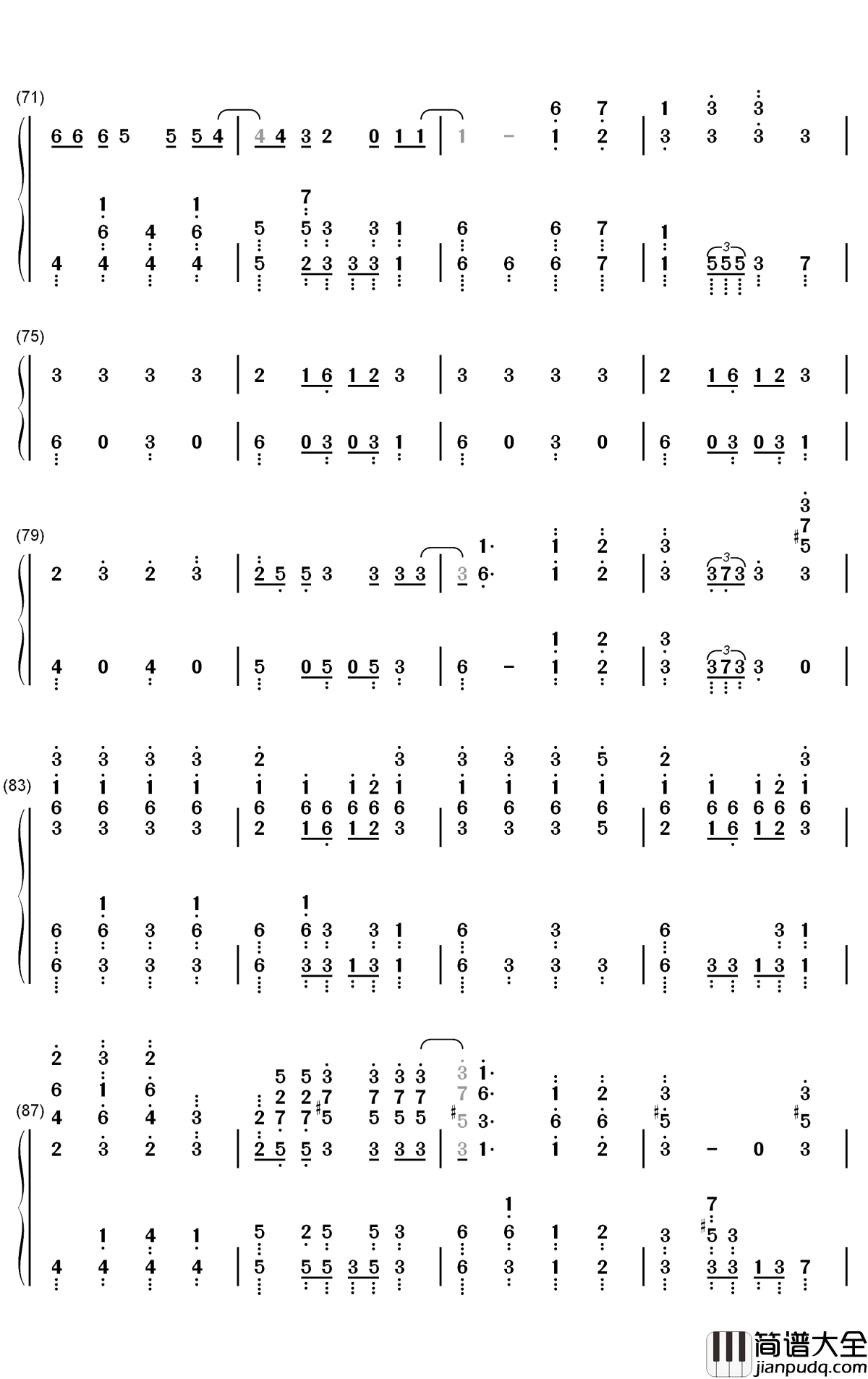 Bang钢琴简谱_数字双手_AJR