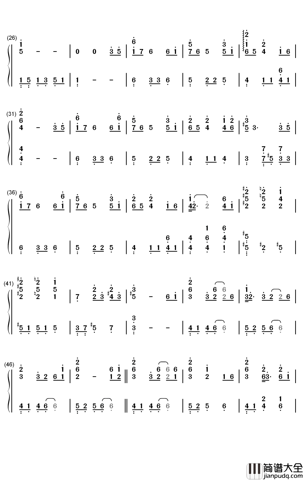 太空钢琴简谱_数字双手_吴青峰