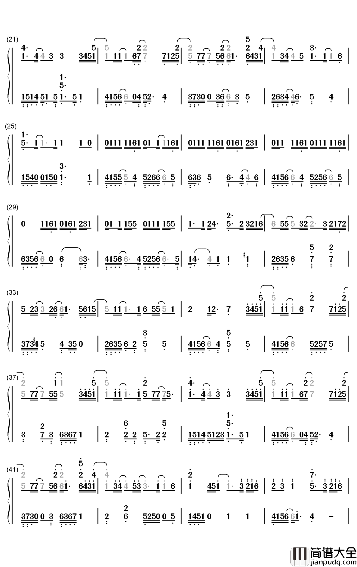 夏天的风钢琴简谱_数字双手_温岚