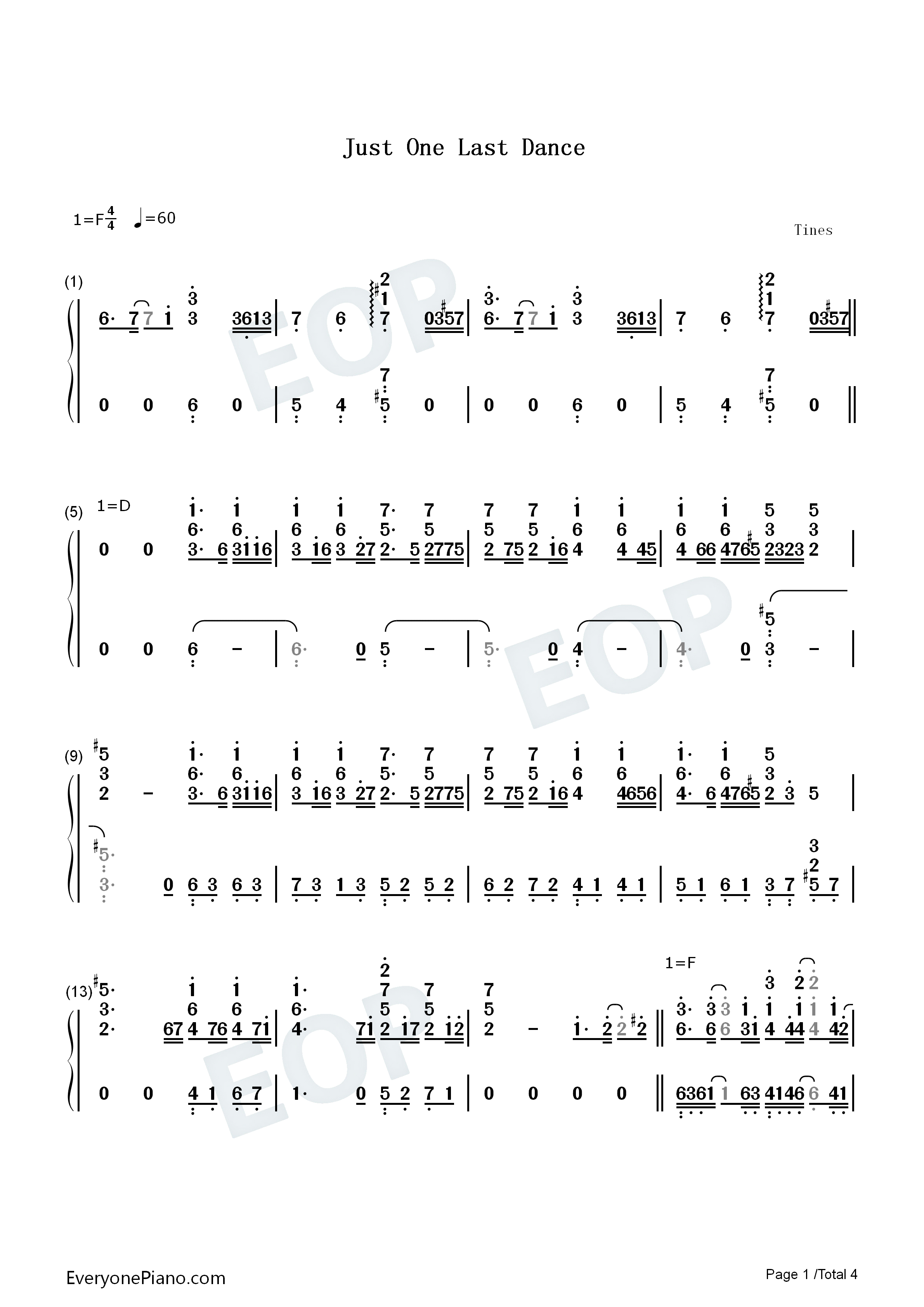 Just_One_Last_Dance钢琴简谱_莎拉蔻娜__Sarah_Connor演唱