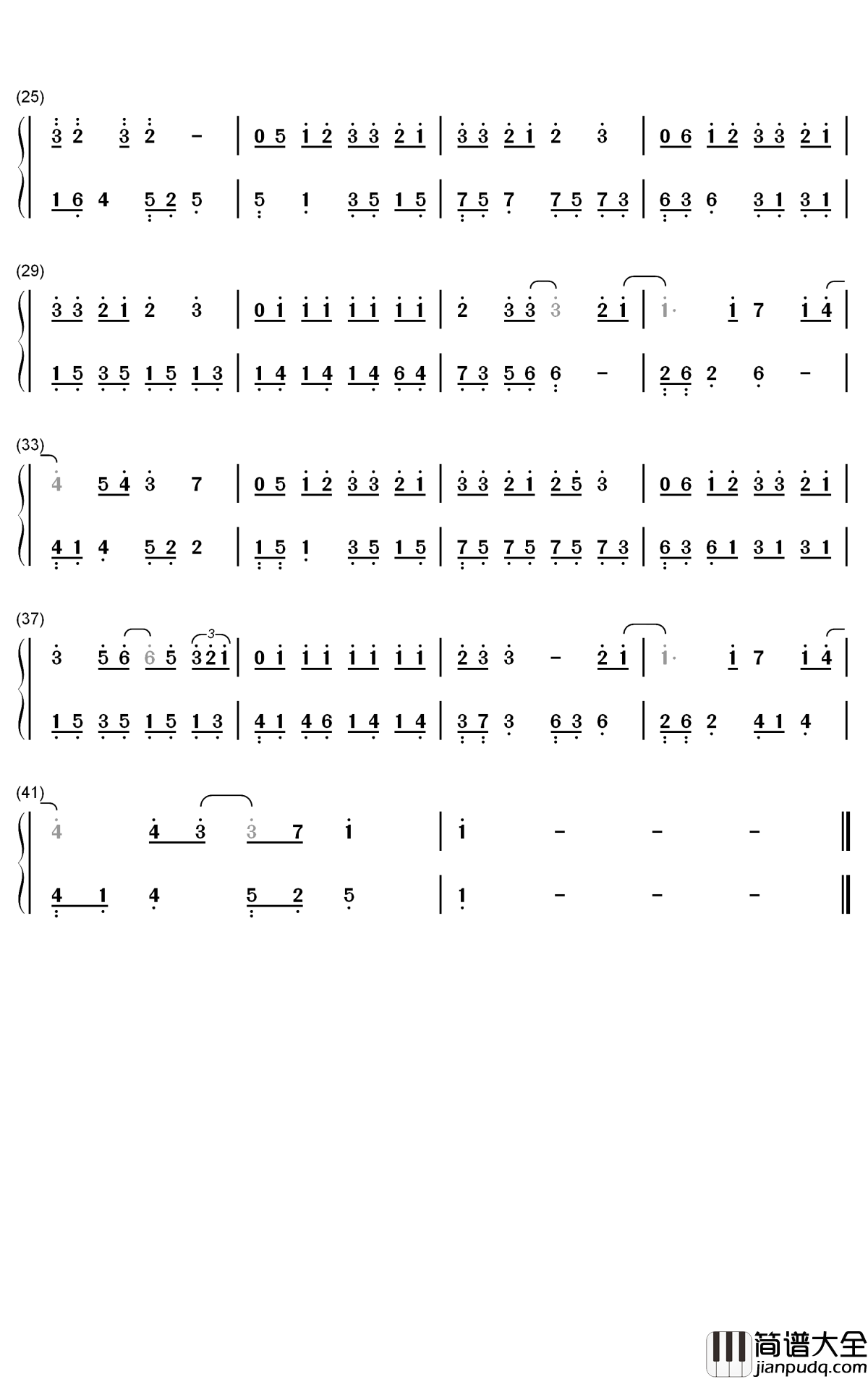 每天爱你多一些钢琴简谱_数字双手_张学友
