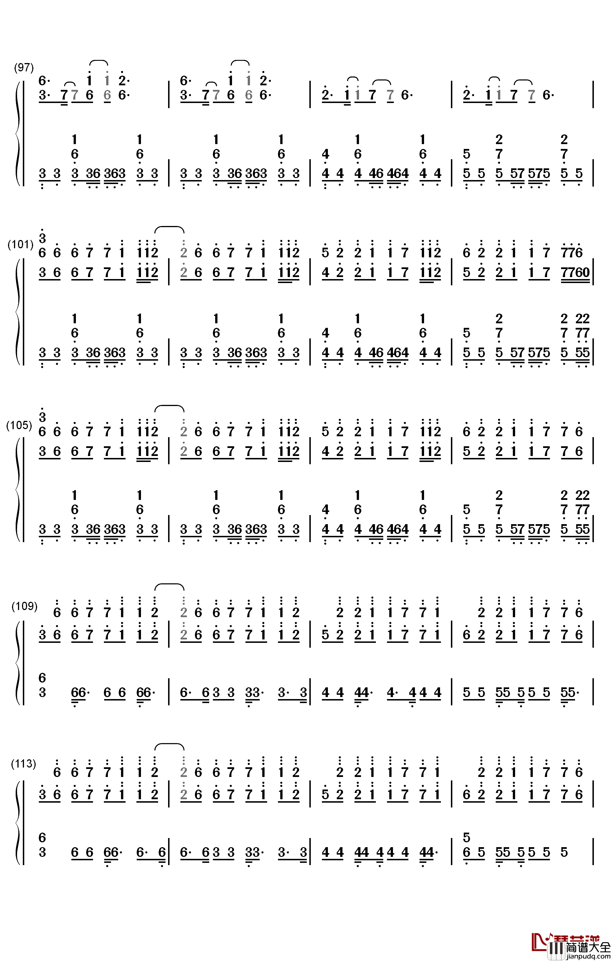 Time_Back钢琴简谱_数字双手_Bad_Style