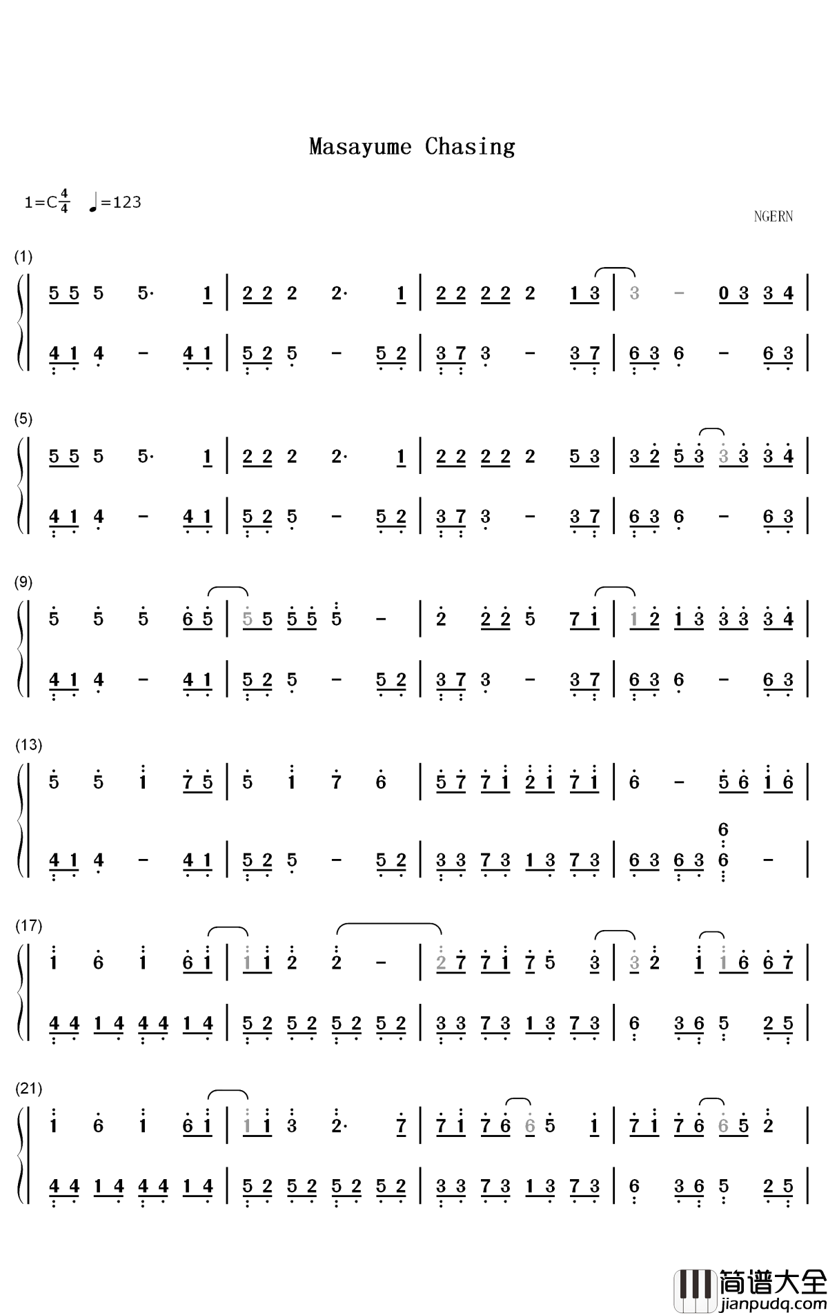Masayume_Chasing钢琴简谱_数字双手_BoA(宝儿）