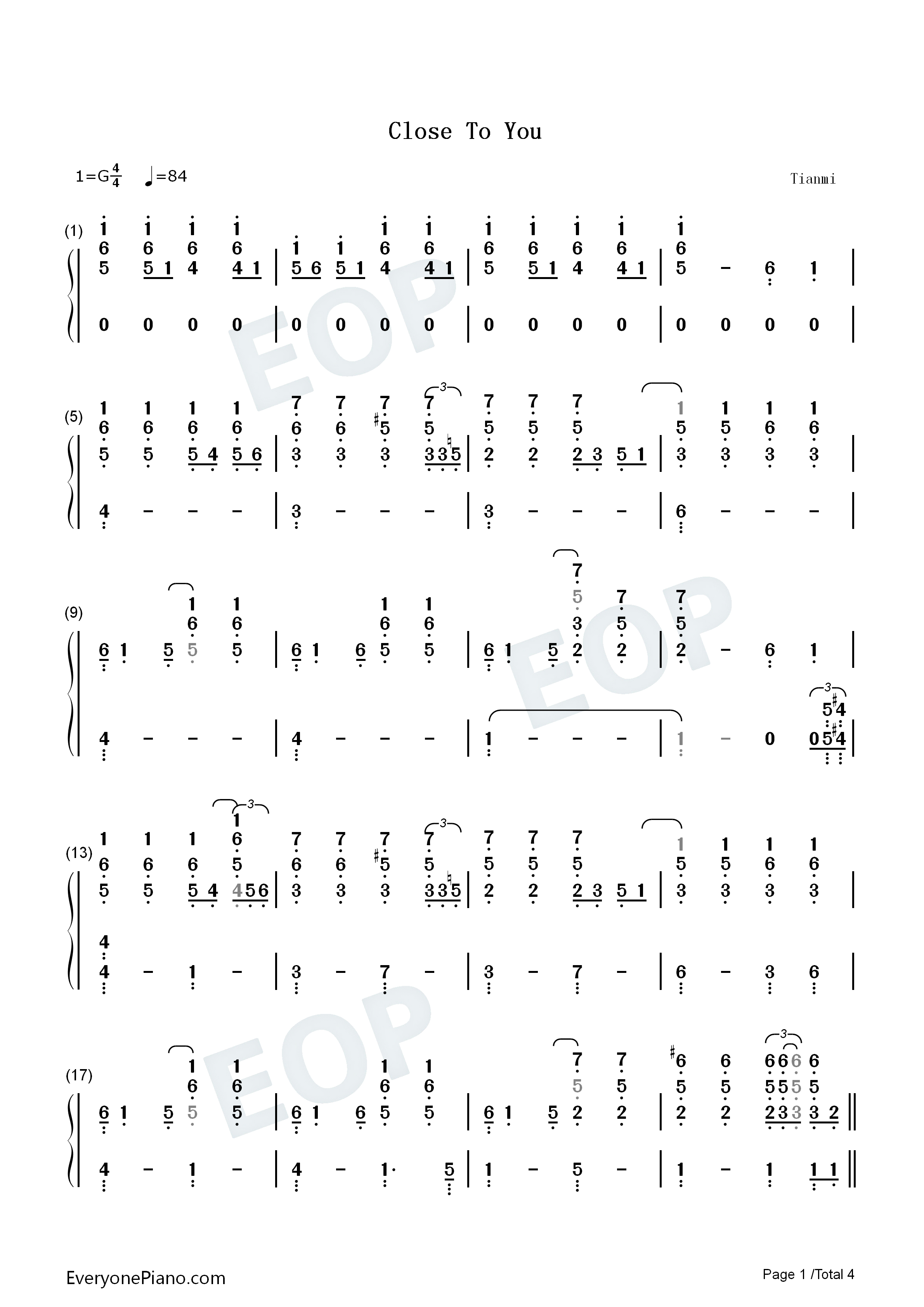 Close_To_You钢琴简谱_The_Carpenters演唱