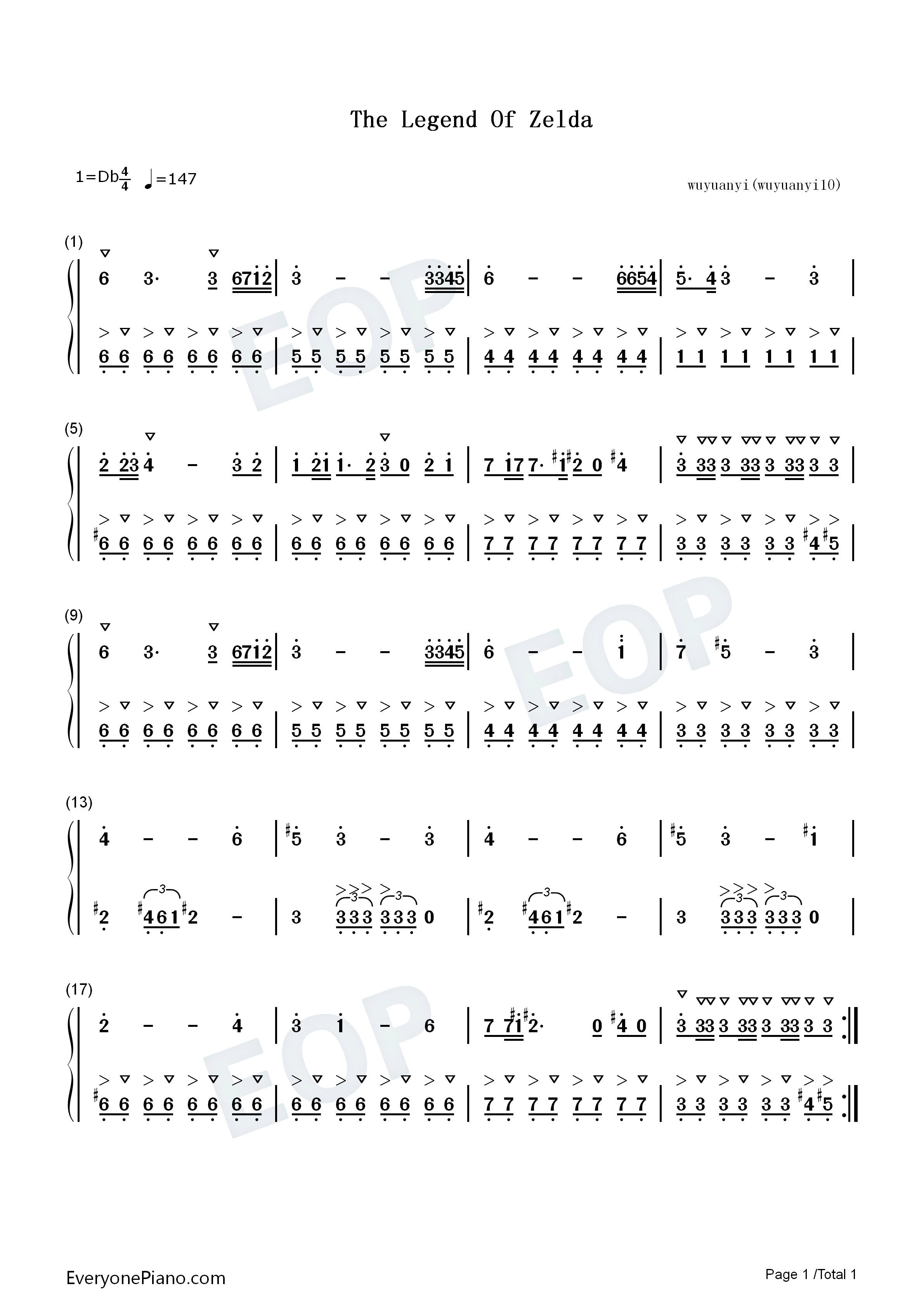 Legend_of_Zelda主题曲钢琴简谱_Legend_of_Zelda演唱