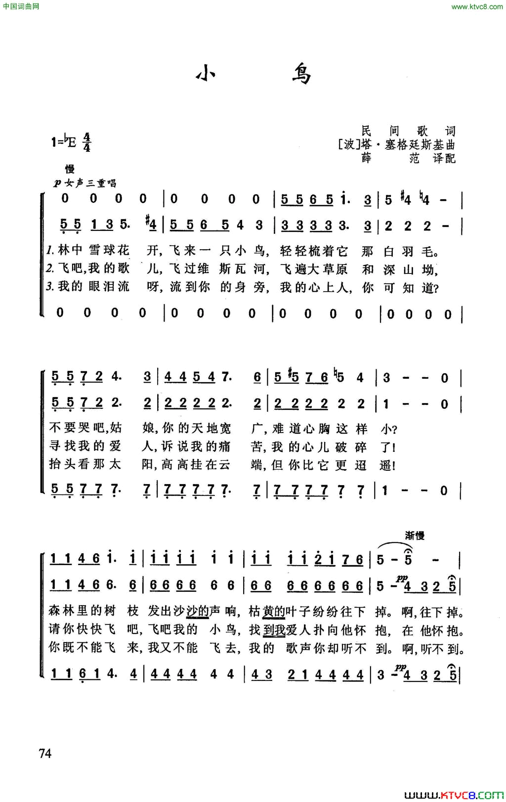 小鸟简谱