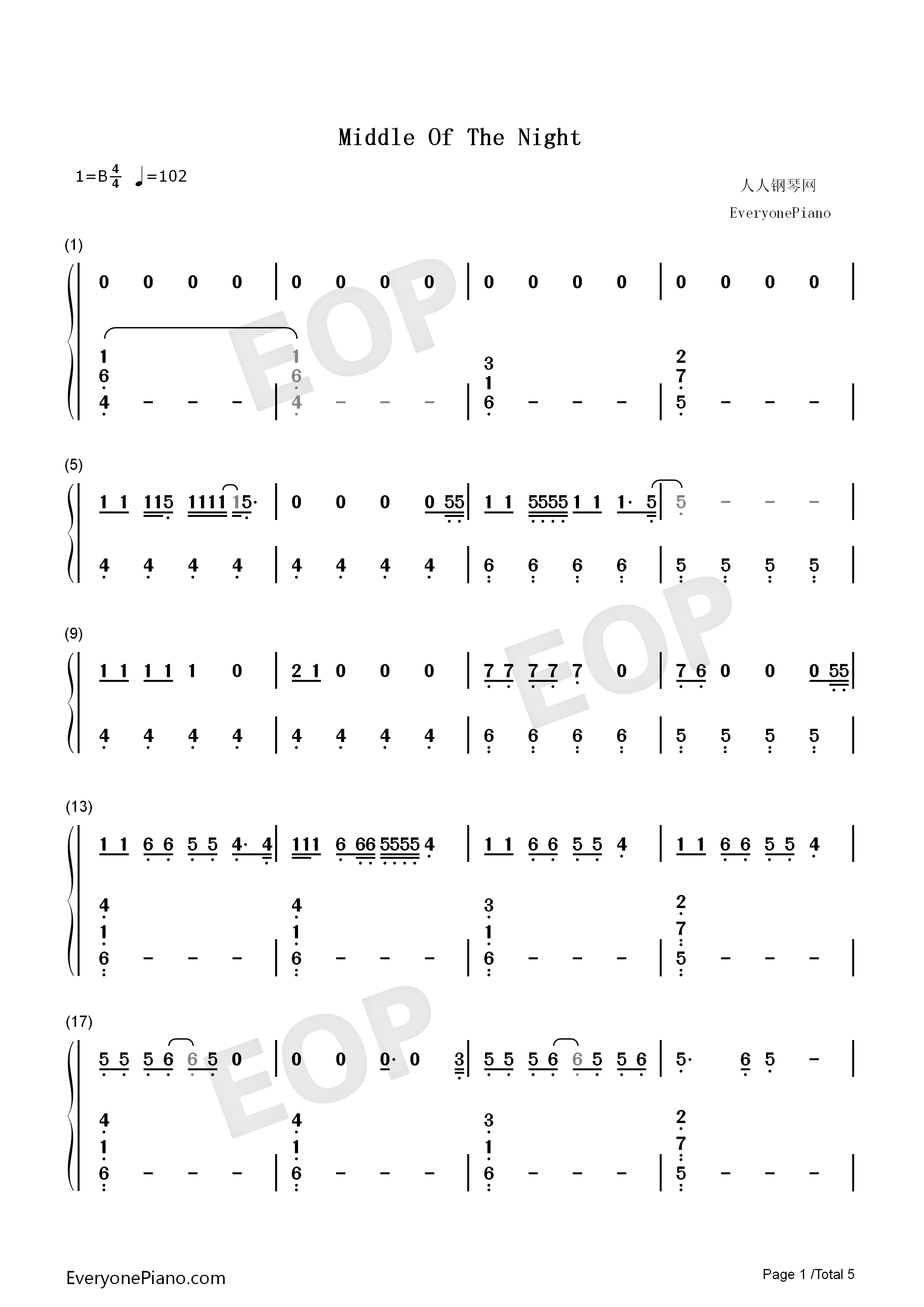 Middle_of_the_Night钢琴简谱_Amy_Shark演唱