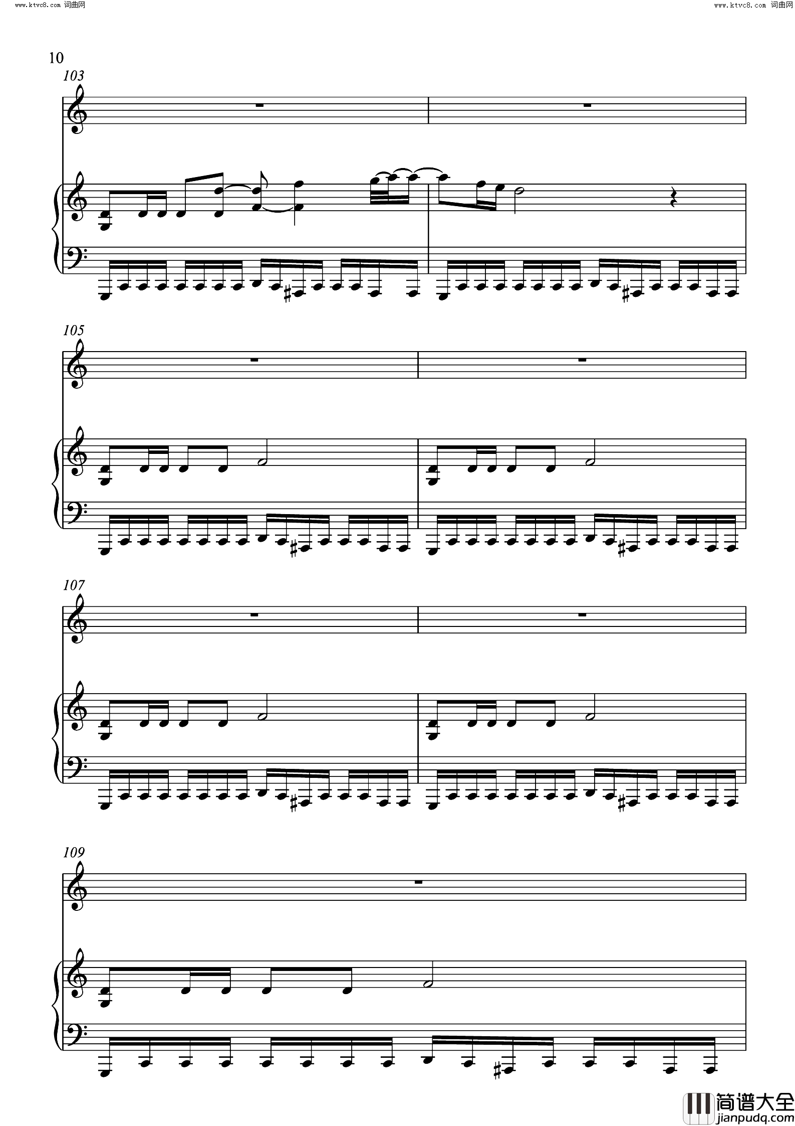 侧面_从零开始_选曲简谱