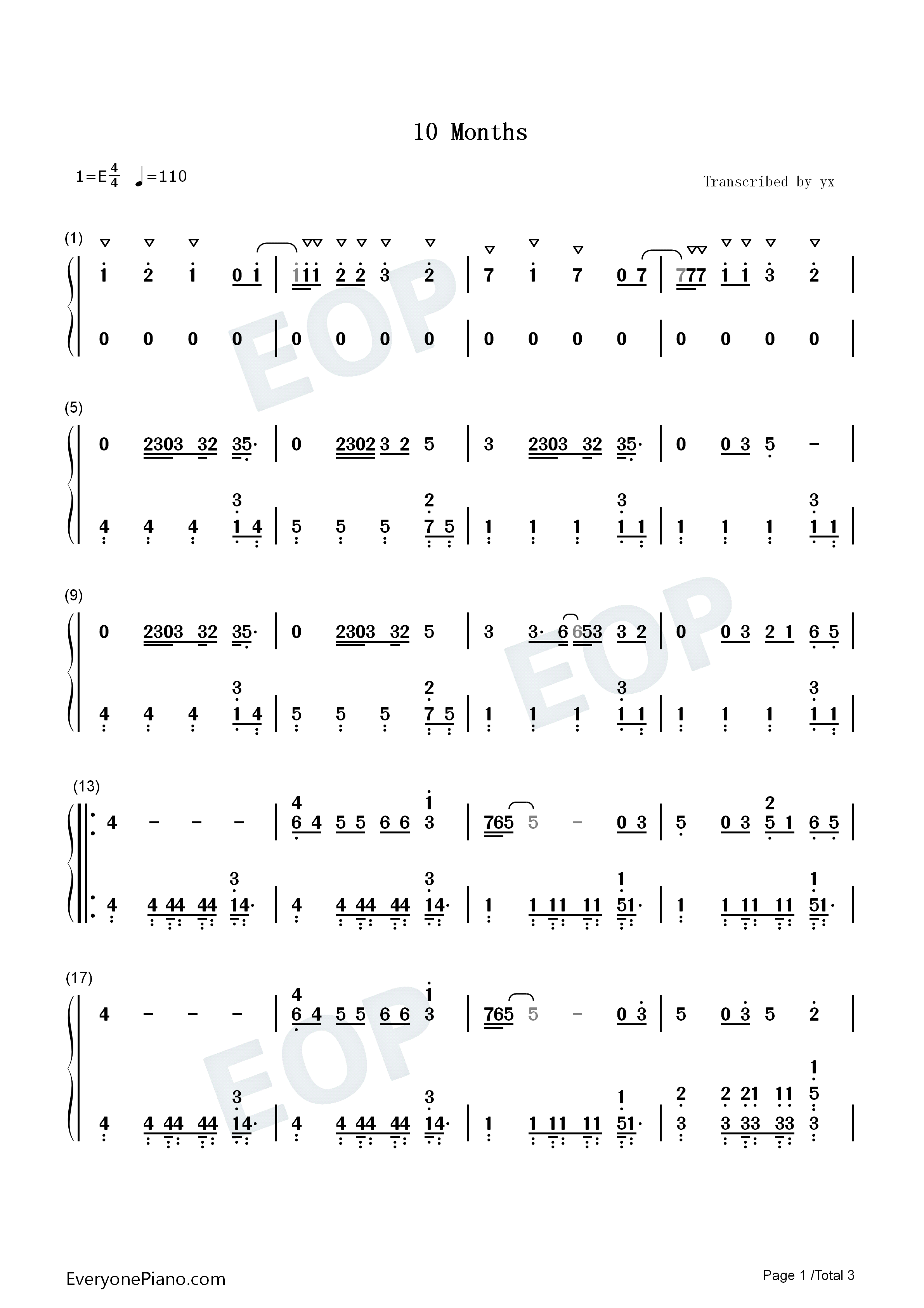 10_Months钢琴简谱_Enhypen演唱