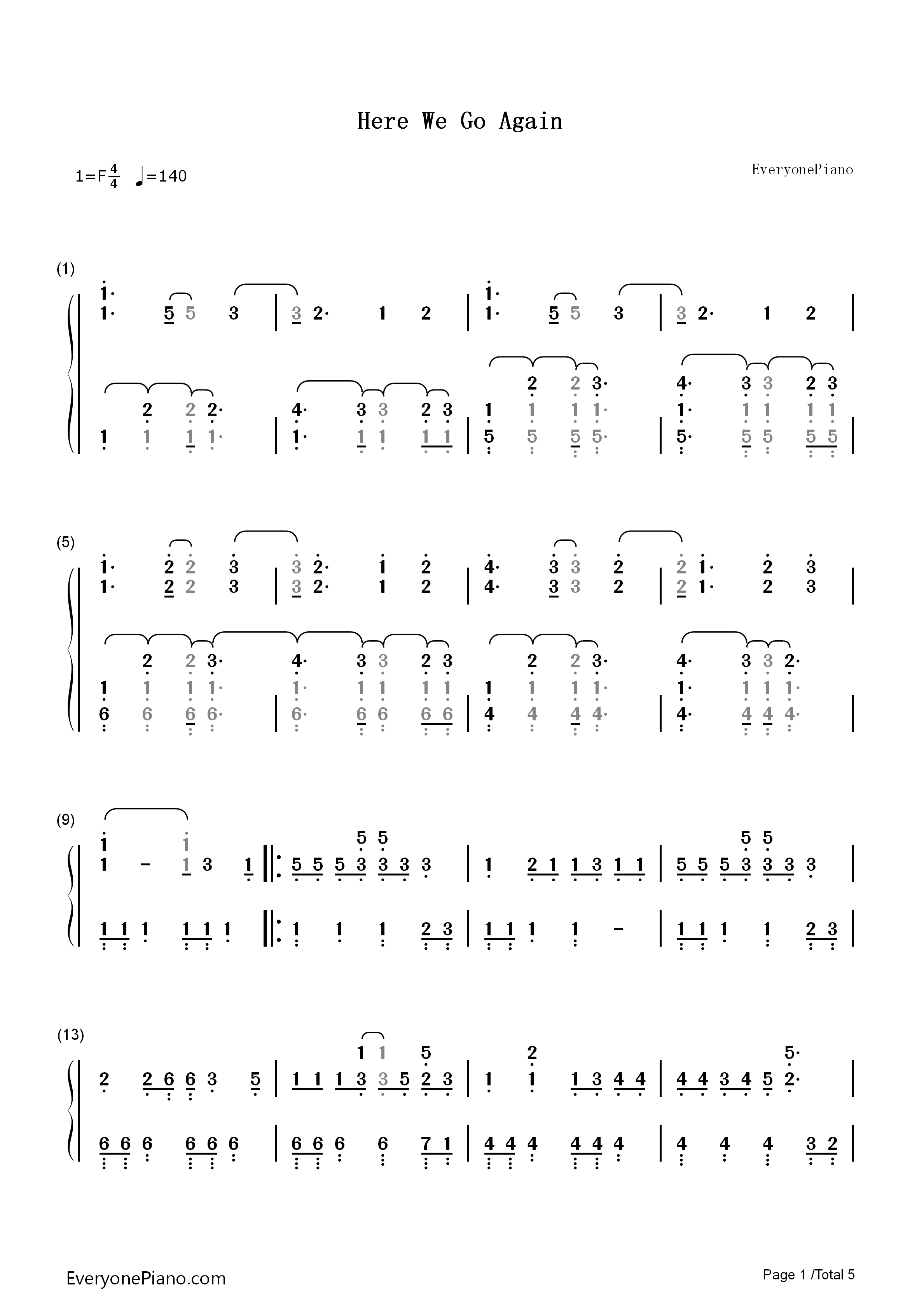 Here_We_Go_Again钢琴简谱_Demi_Lovato演唱