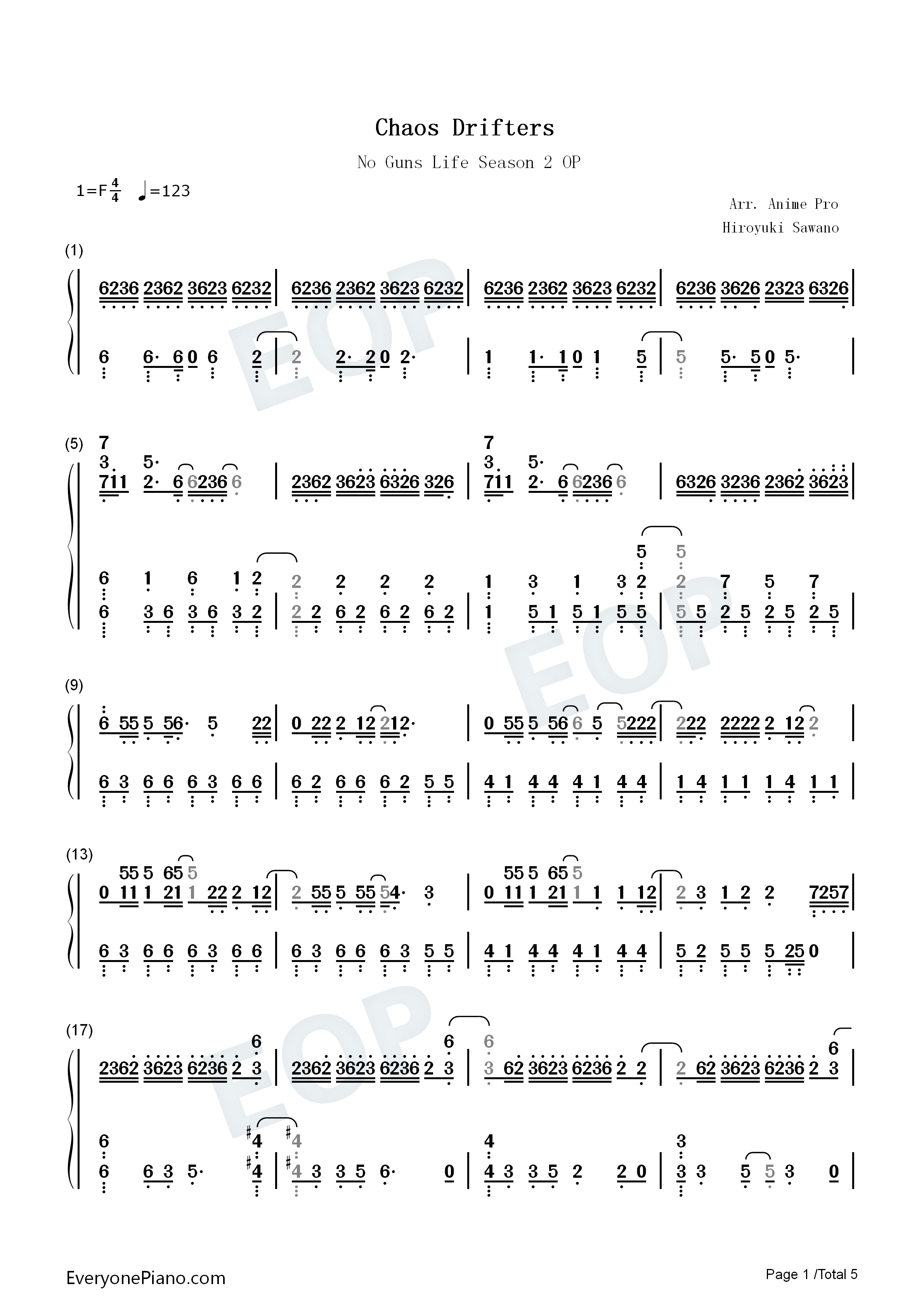 Chaos_Drifters钢琴简谱_SawanoHiroyuki[nZk]_Jean_Ken_Johnny演唱