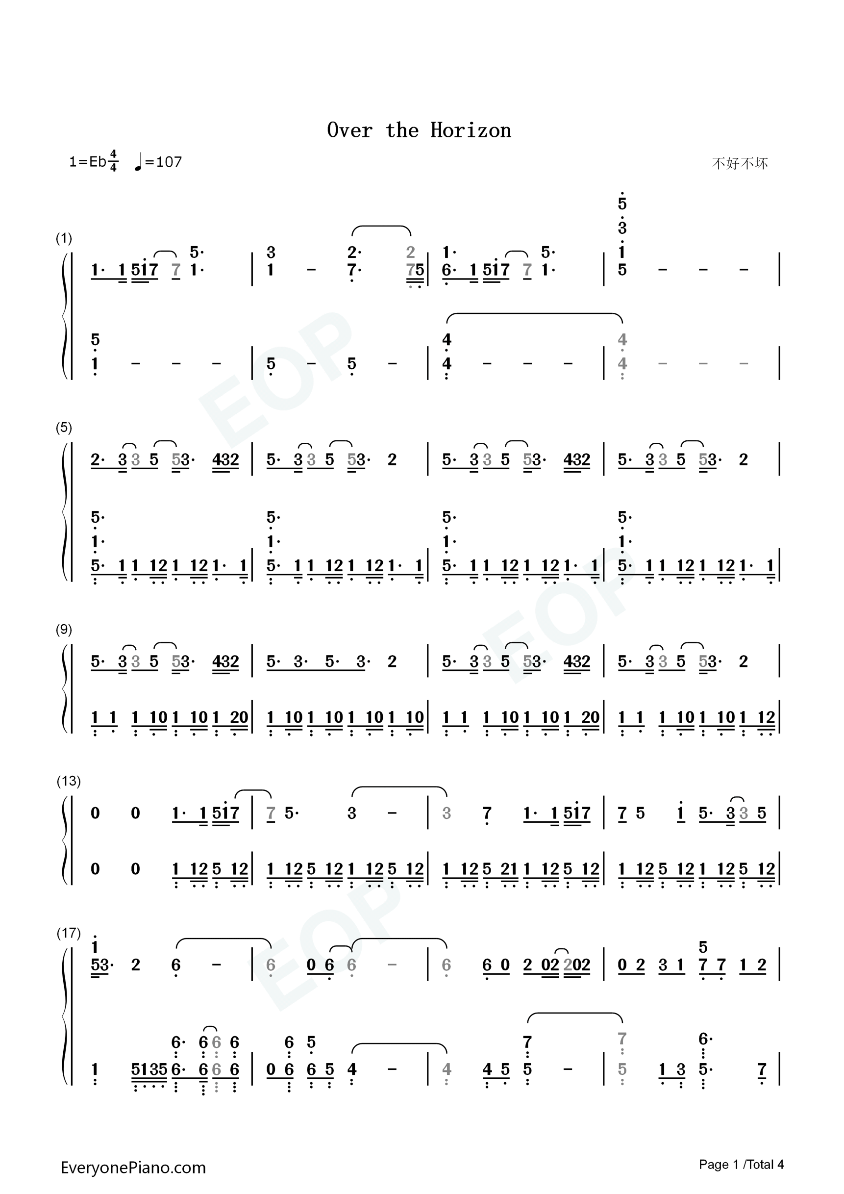 Over_the_Horizon钢琴简谱_三星演唱