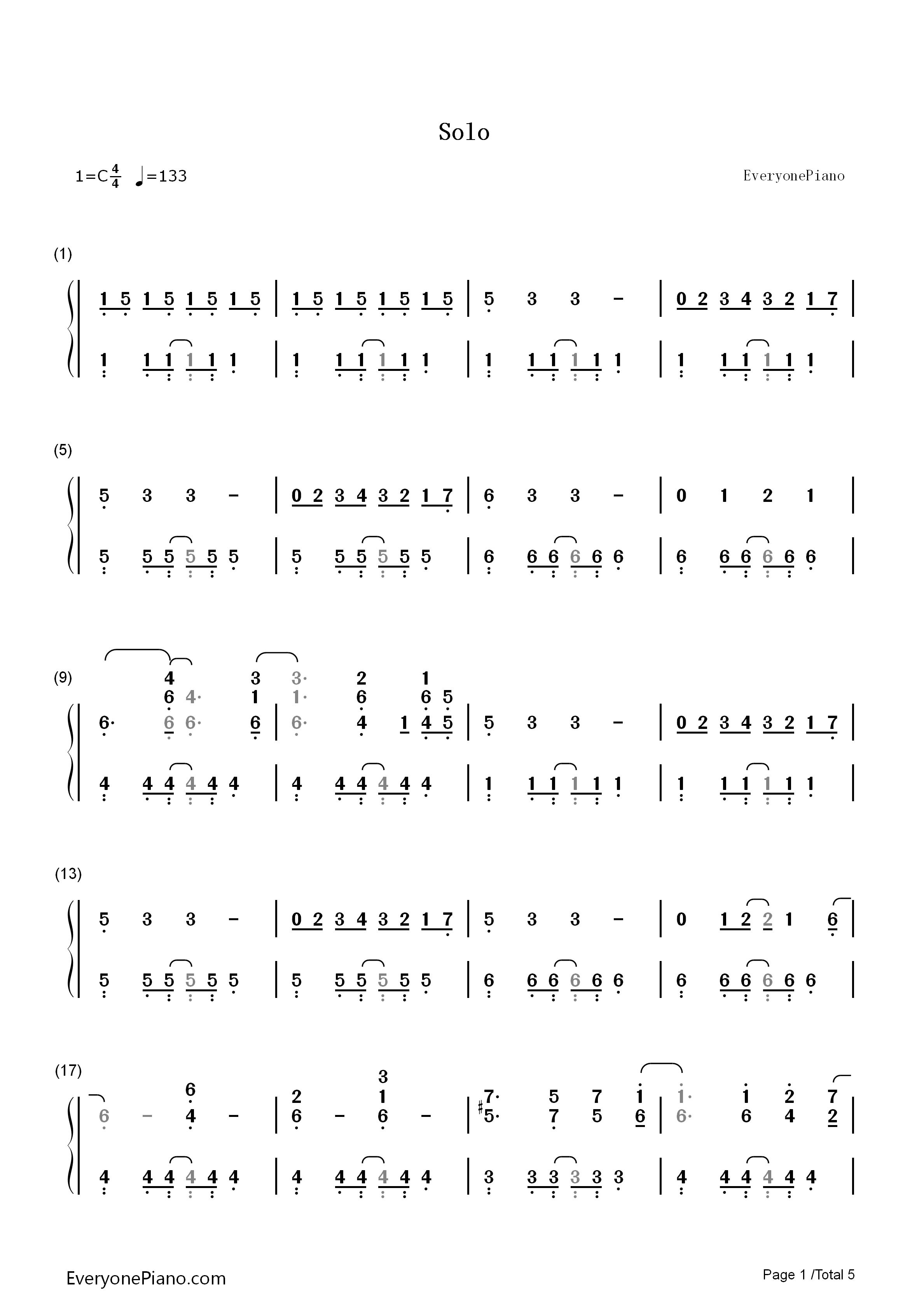 Solo钢琴简谱_Demi_Lovato演唱