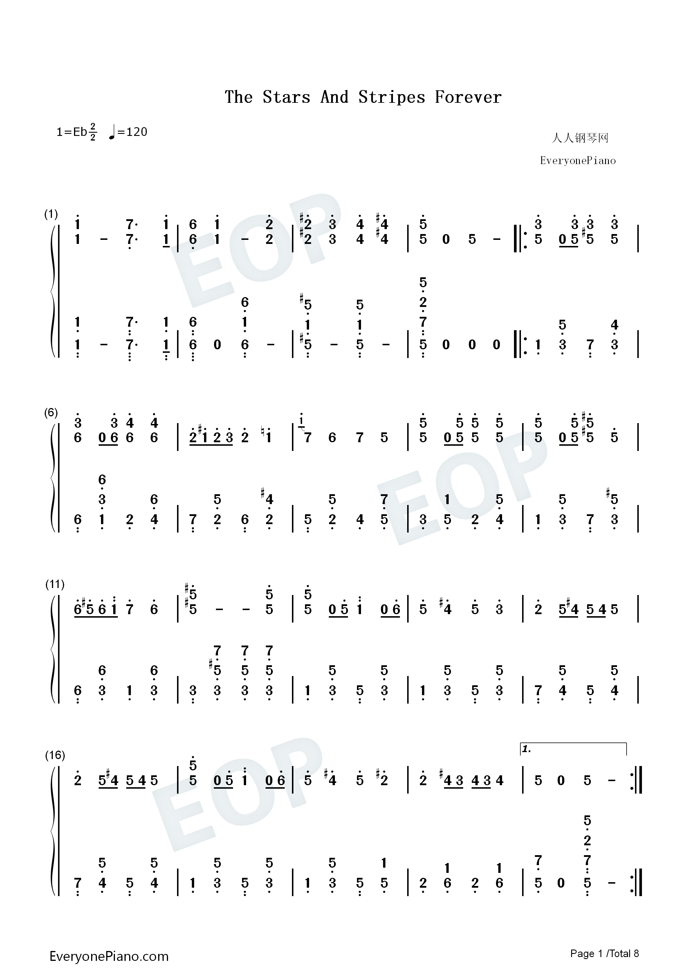 The_Stars_and_Stripes_Forever钢琴简谱_John_Philip_Sousa演唱