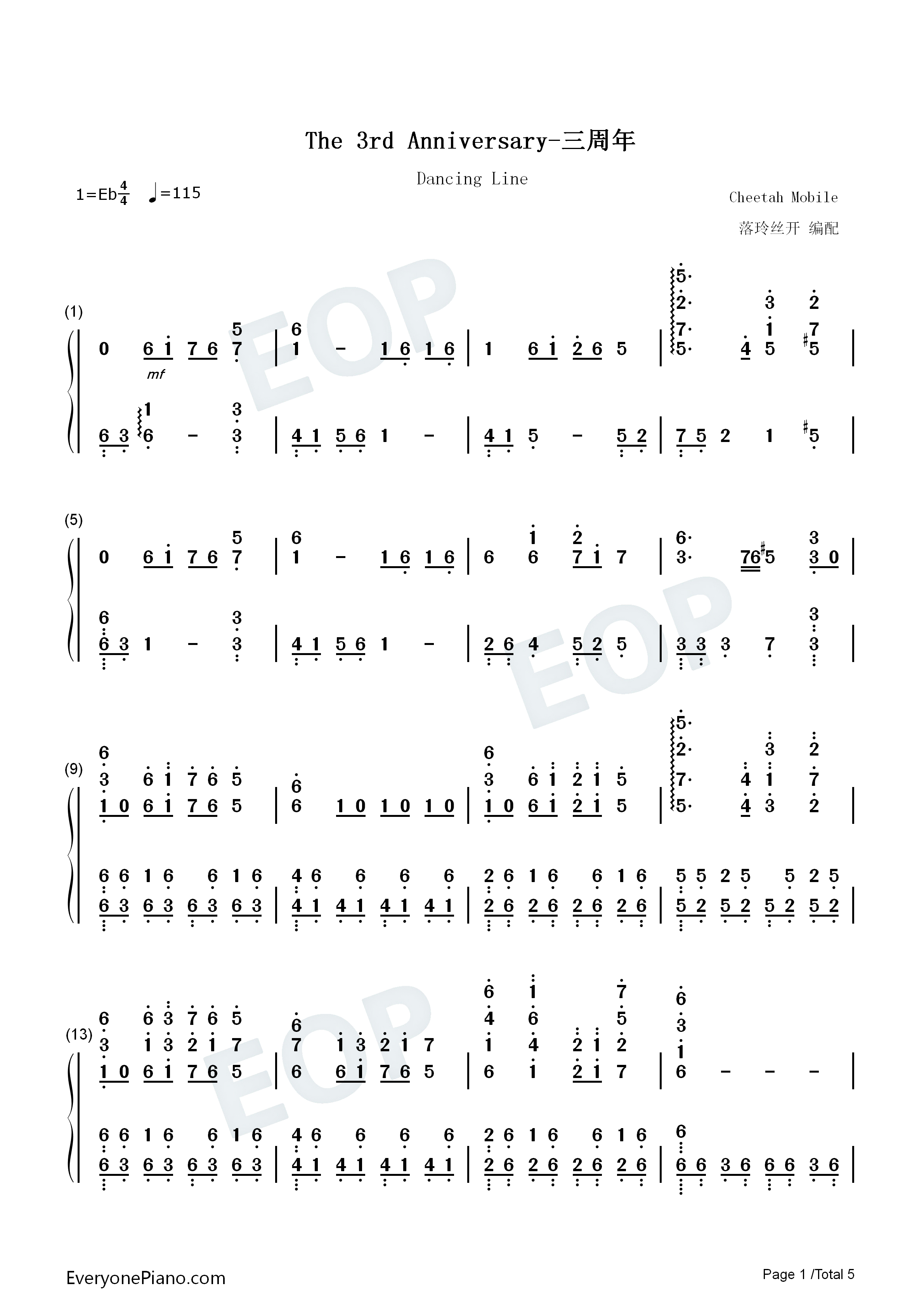 The_3rd_Anniversary钢琴简谱_猎豹移动公司演唱