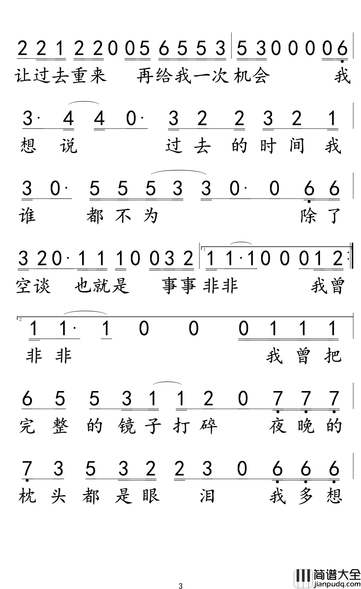 我曾简谱_隔壁老樊演唱_抖音热门歌曲