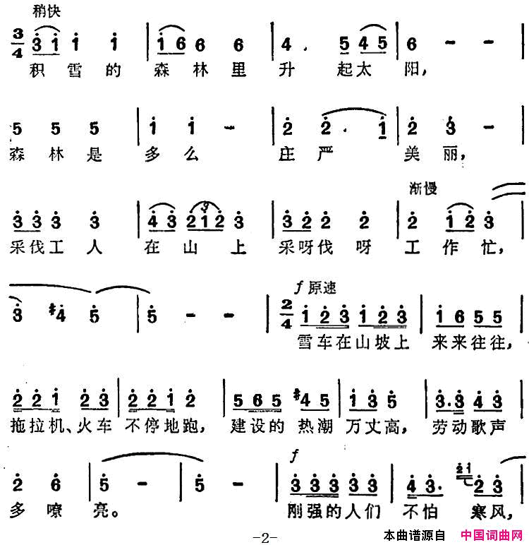 兴安岭上雪花飘简谱