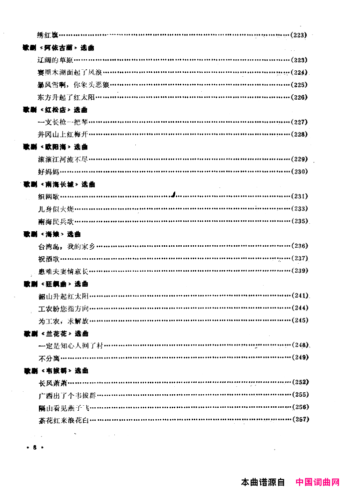 中国歌剧选曲集封面目录34页简谱