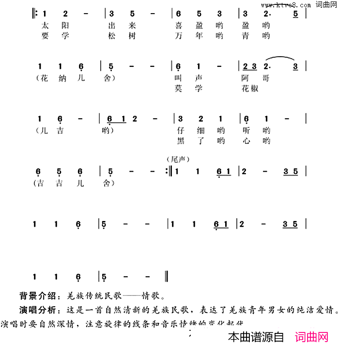 花儿纳吉羌族理县民歌简谱