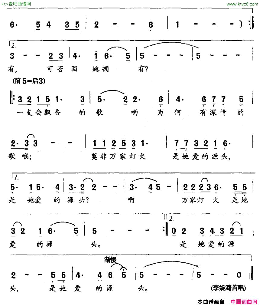 歌声的源头二十集电视专题片_歌声飘过八十年_插曲简谱