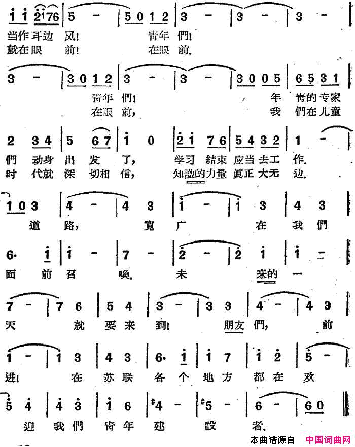 [前苏联]大学生同路者之歌简谱