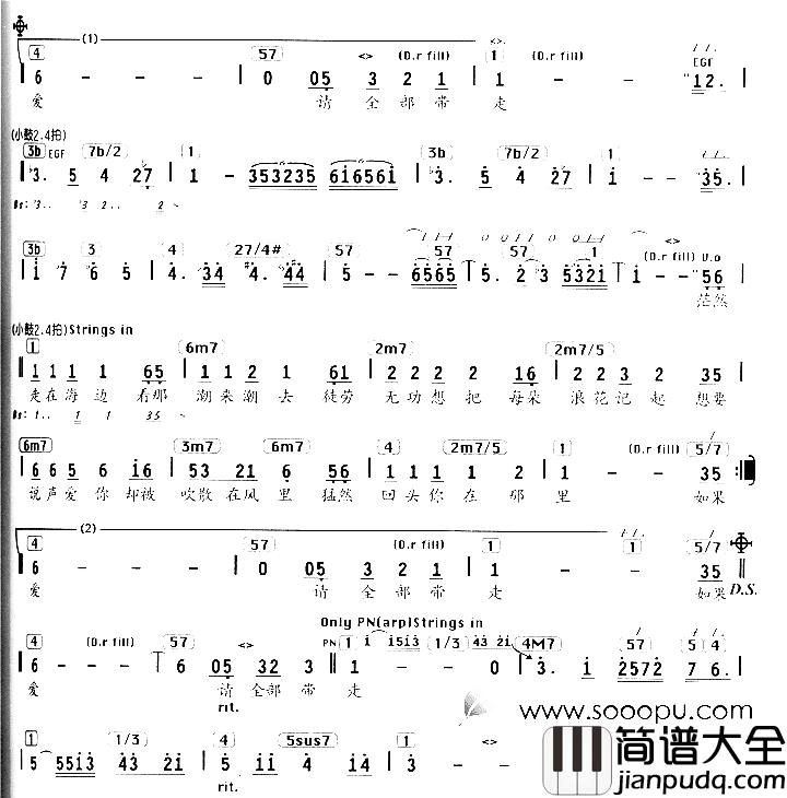 大海简谱_张雨生演唱
