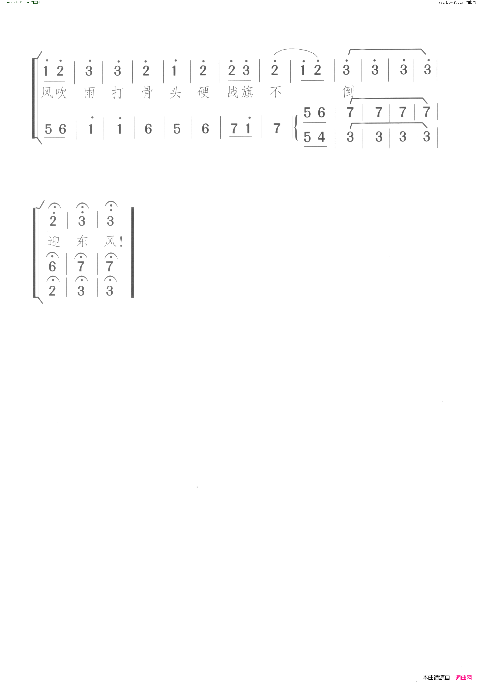 战旗不倒迎东风火红的战旗_歌舞剧_第06场简谱