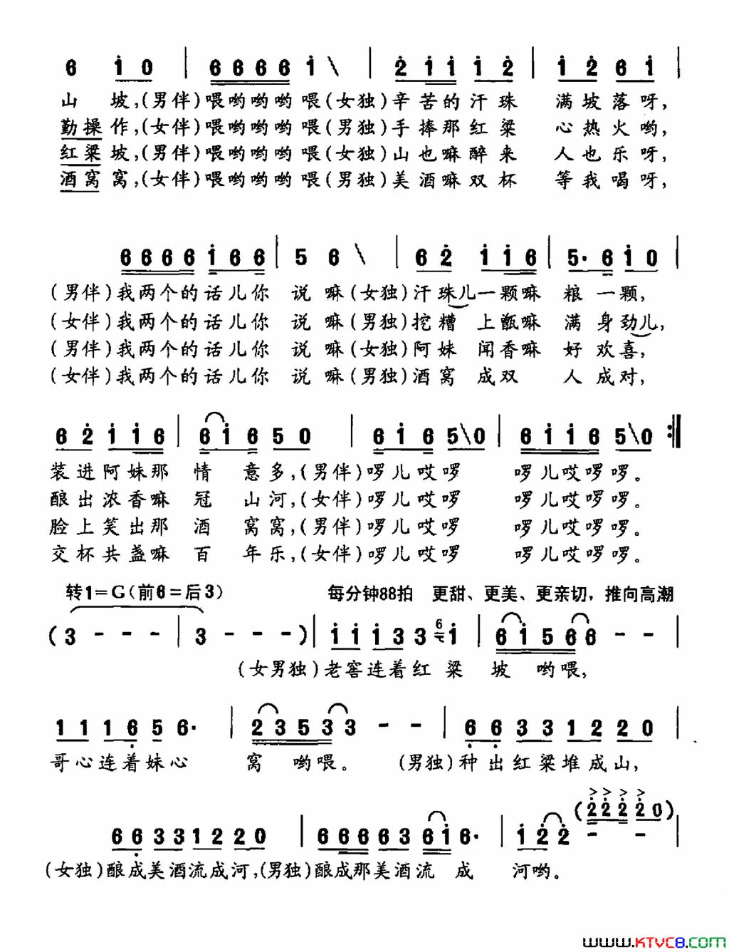 酿得爱情香如酒简谱_马俊演唱_陆棨/曹明辉词曲