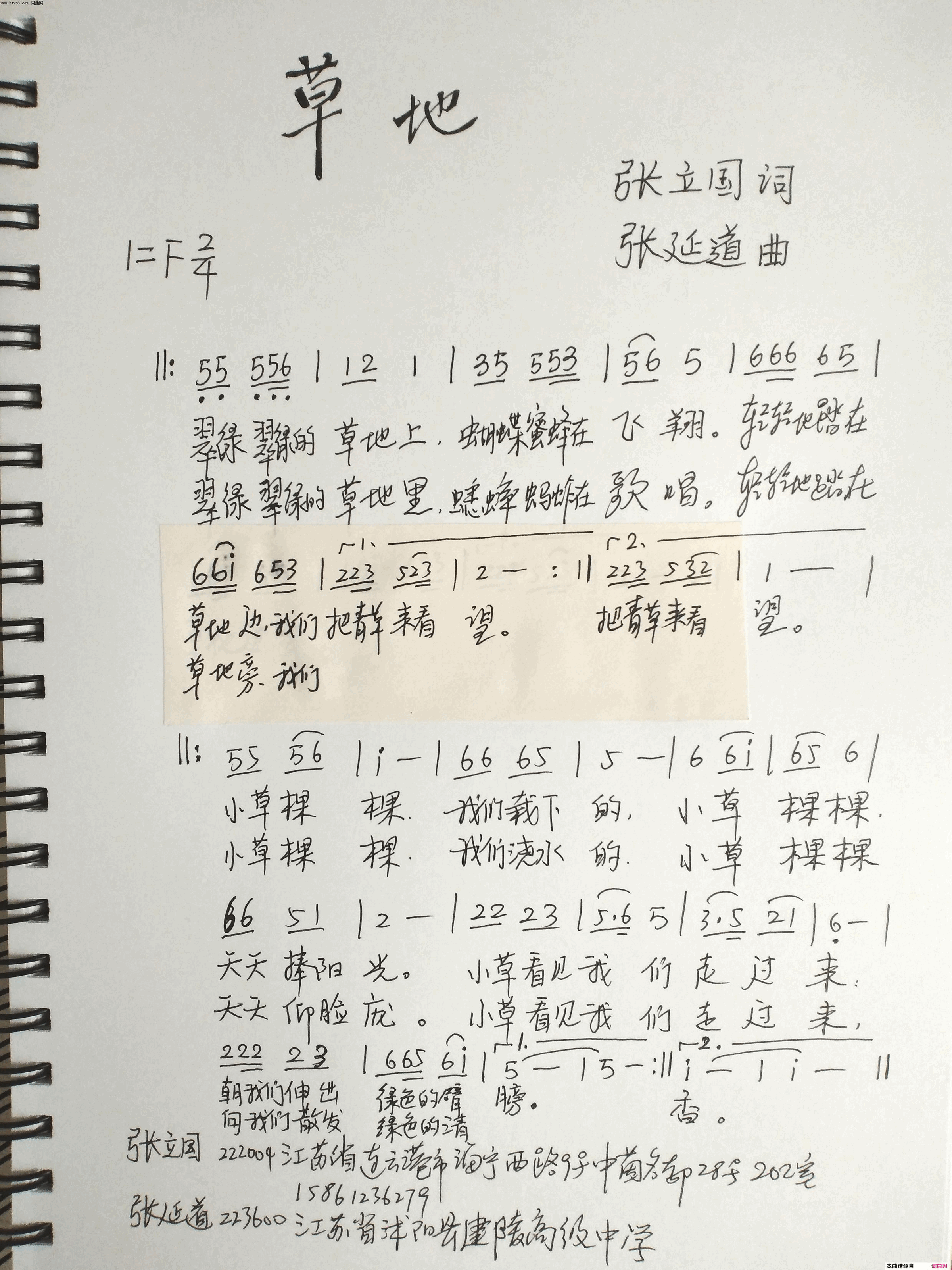 草地简谱