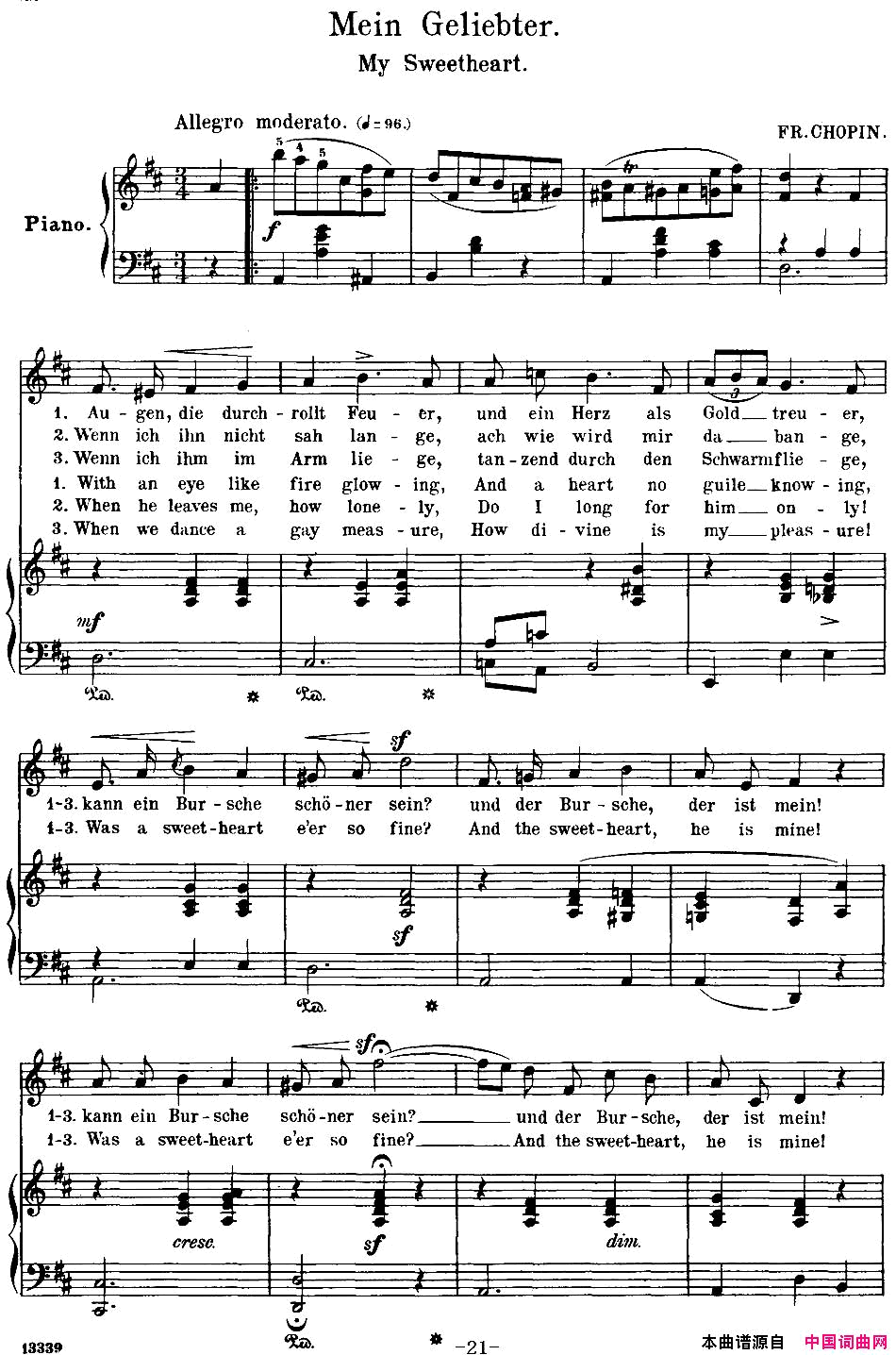 Chopin_17PolishSongsOp.74，No.8MeinGeliebter.MySweetheart.钢琴伴奏谱Chopin_17_Polish_Songs_Op.74，No.8Mein