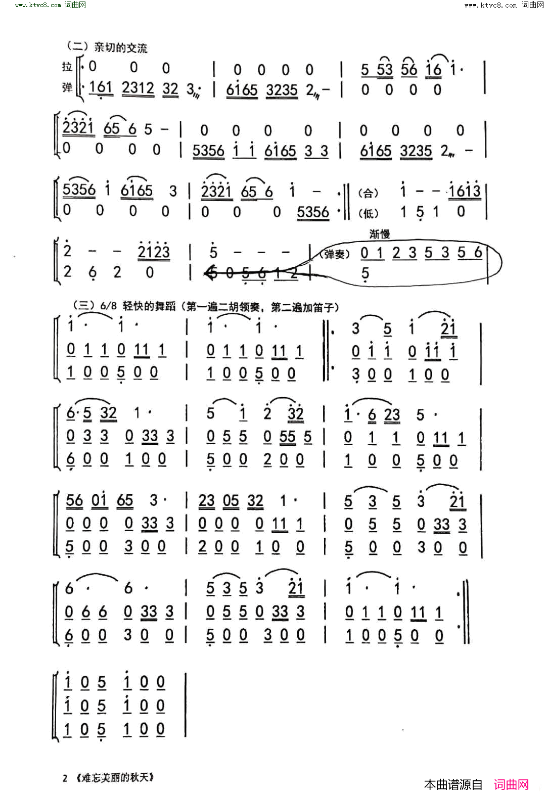 难忘美丽的秋天器乐曲简谱_龙之声乐队演唱_作曲：刘泽湖词曲