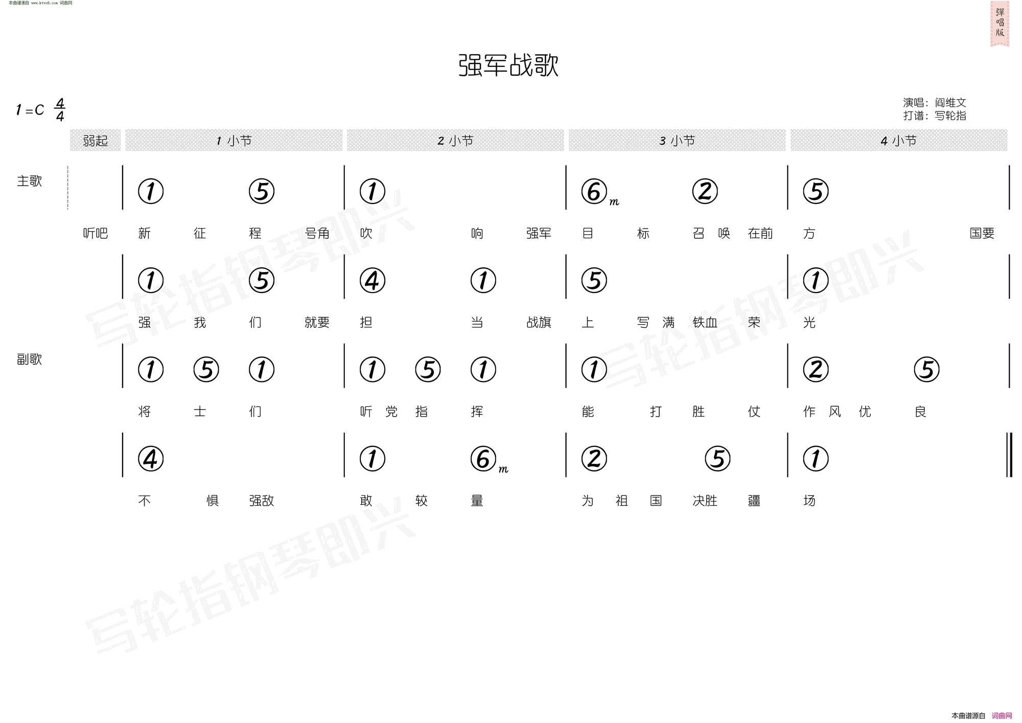 强军战歌_简和谱简谱