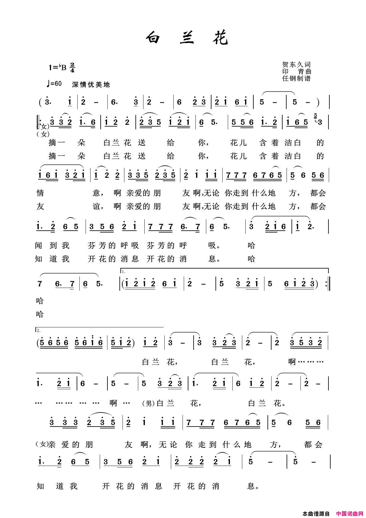 白兰花军旅歌曲100首简谱