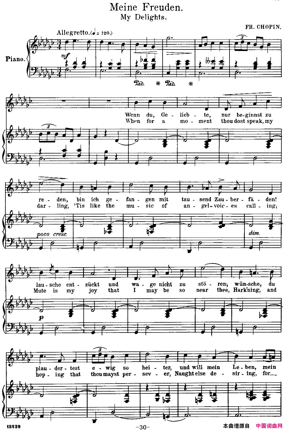 Chopin_17PolishSongsOp.74，No.12MeineFreuden.MyDelights.钢琴伴奏谱Chopin_17_Polish_Songs_Op.74，No.12Meine