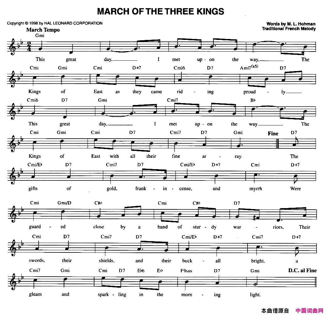 MARCHOFTHETHREEKINGS简谱