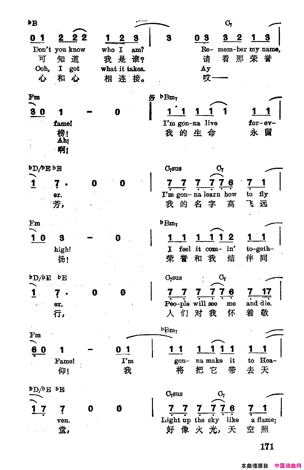 [美]荣誉榜简谱