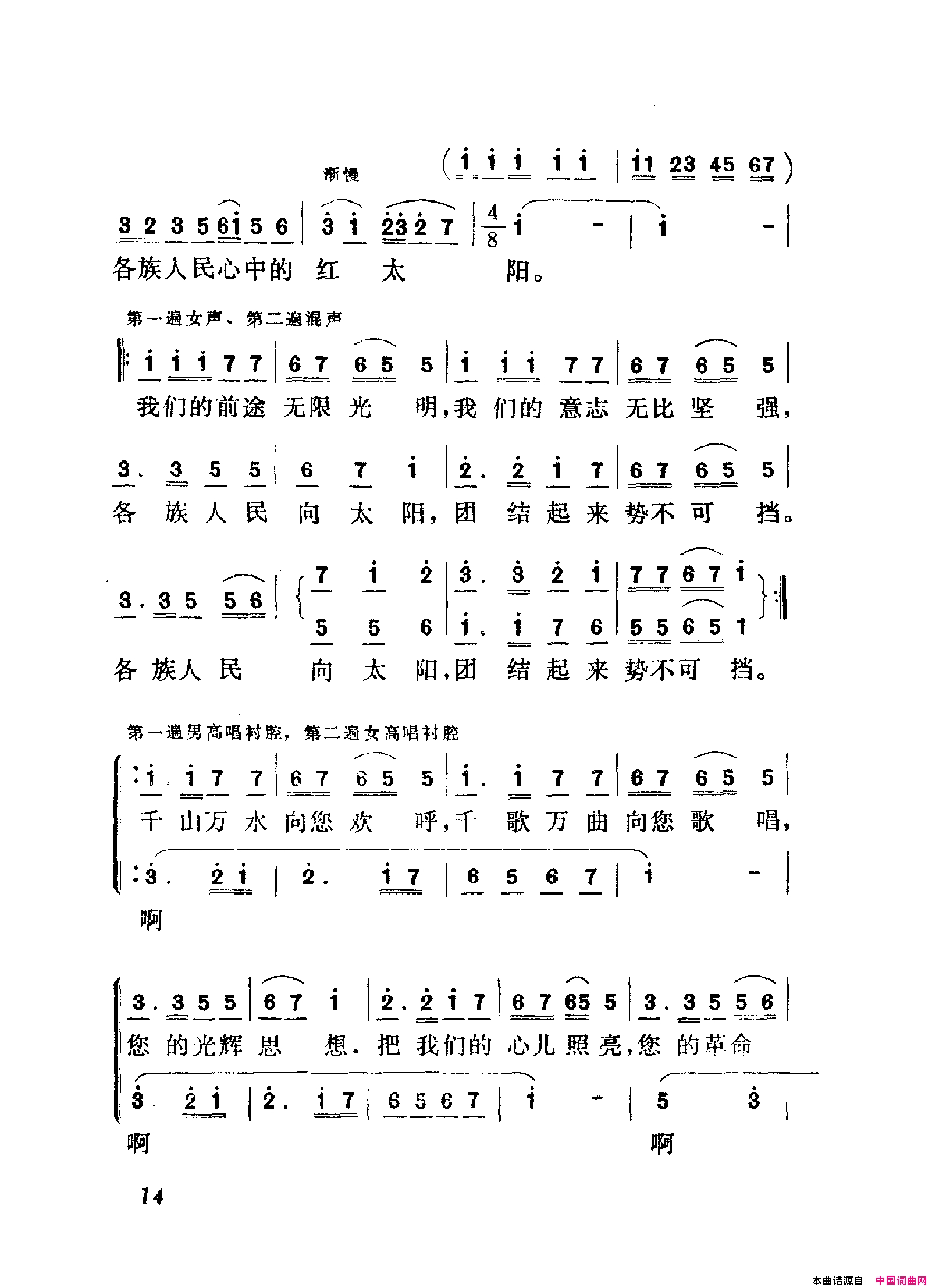 颂歌献给毛主席歌曲集000_050简谱