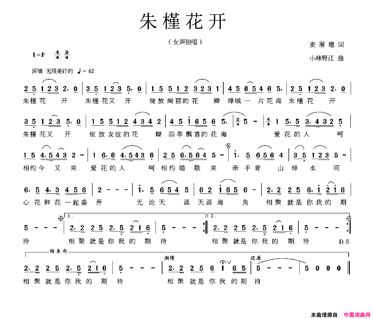 朱槿花开简谱