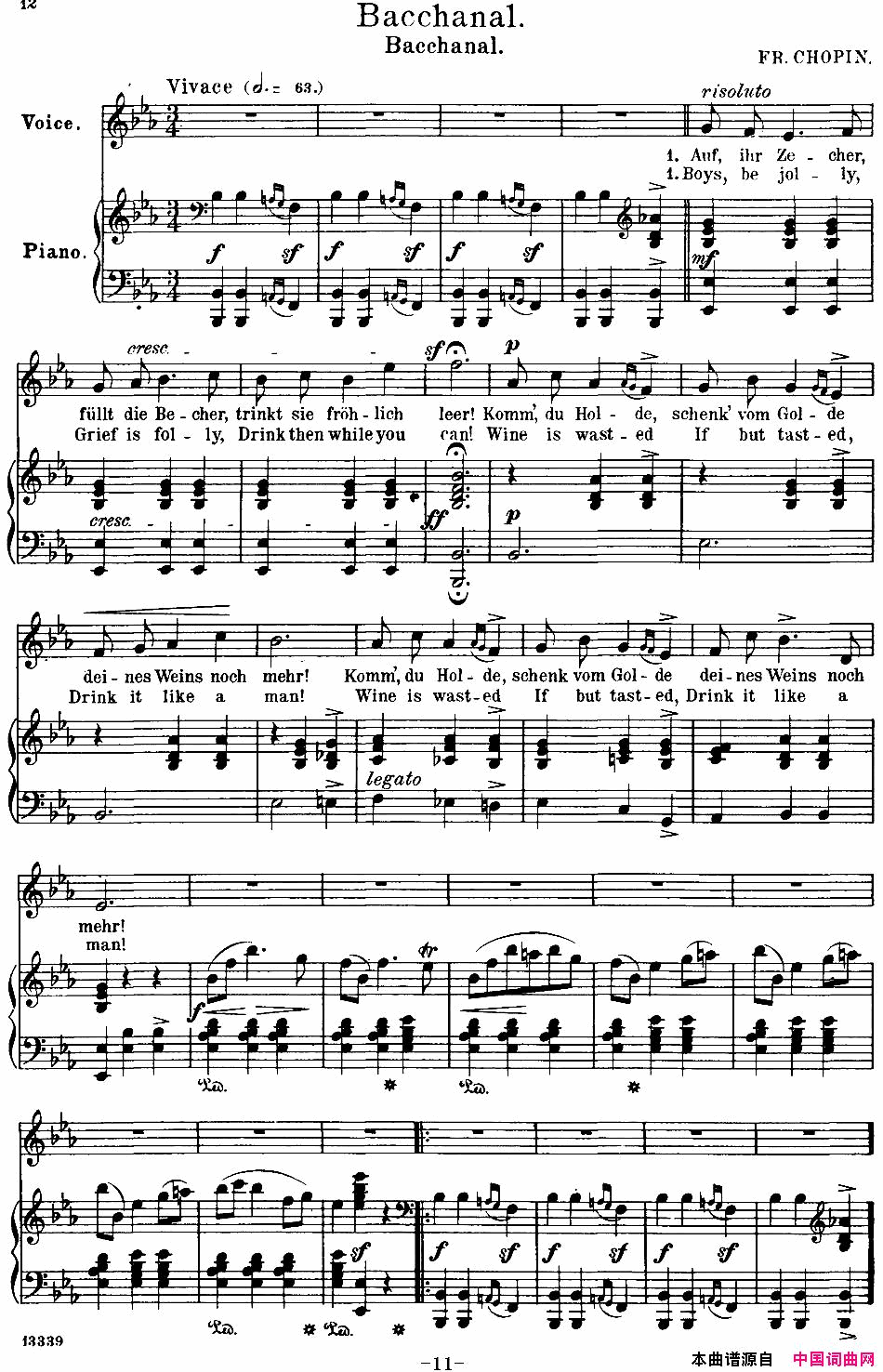 Chopin_17PolishSongsOp.74，No.4Bacchanal.Bacchanal.钢琴伴奏谱Chopin_17_Polish_Songs_Op.74，No.4Bacchanal._B