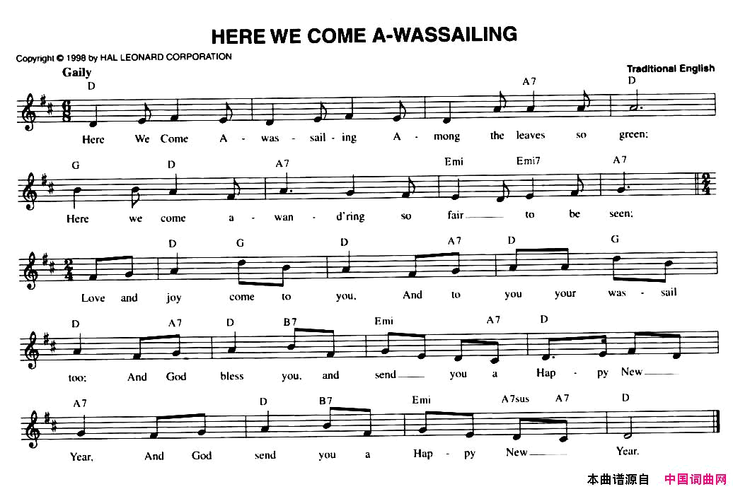 HEREWECOMEA_WASSAILING简谱