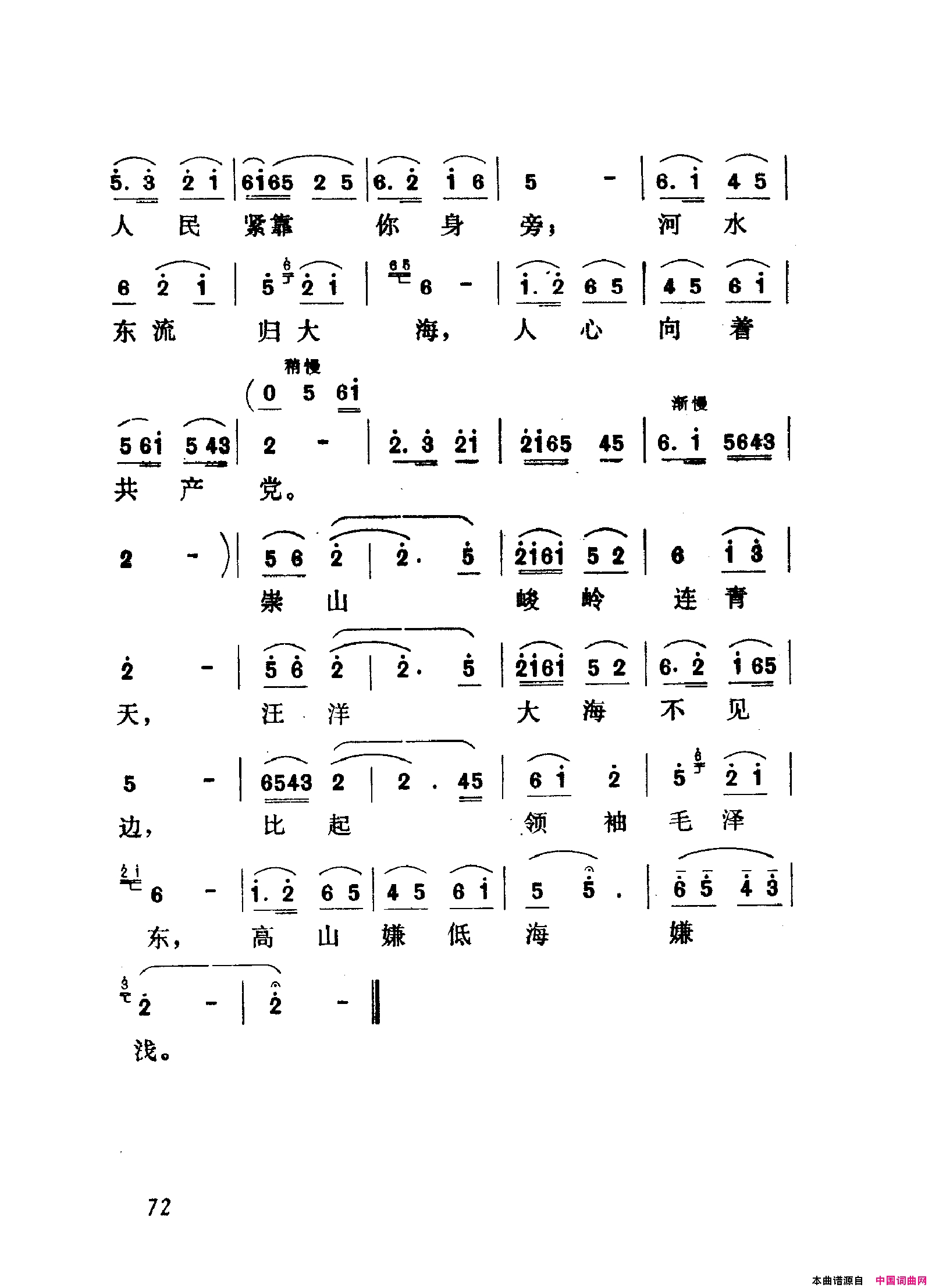 颂歌献给毛主席歌曲集051_100简谱