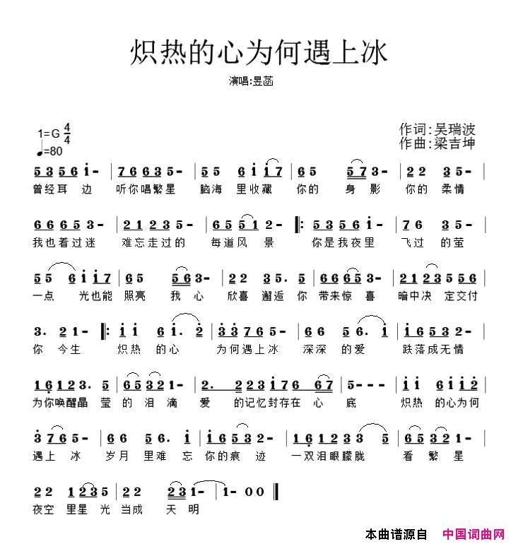 炽热的心为何遇上冰简谱