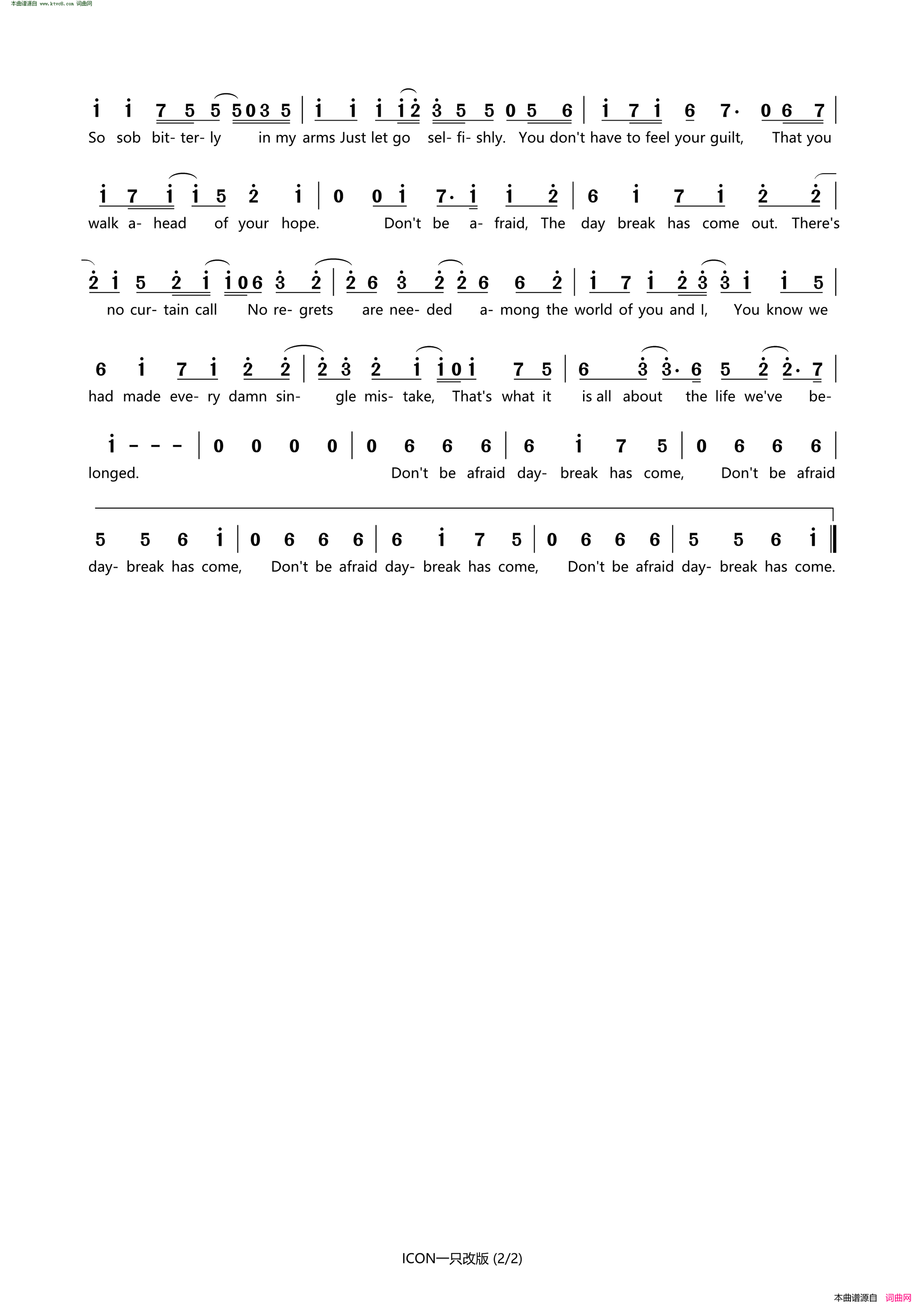偶像【英】ICON__甲铁城的卡巴内瑞_片尾曲英文版简谱_Eilana演唱_泽野弘之/泽野弘之词曲