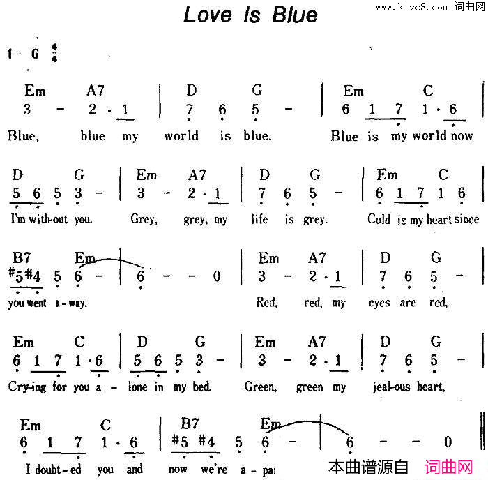 [美]LoveIsBlue爱情是蓝色的[美]Love_Is_Blue爱情是蓝色的简谱