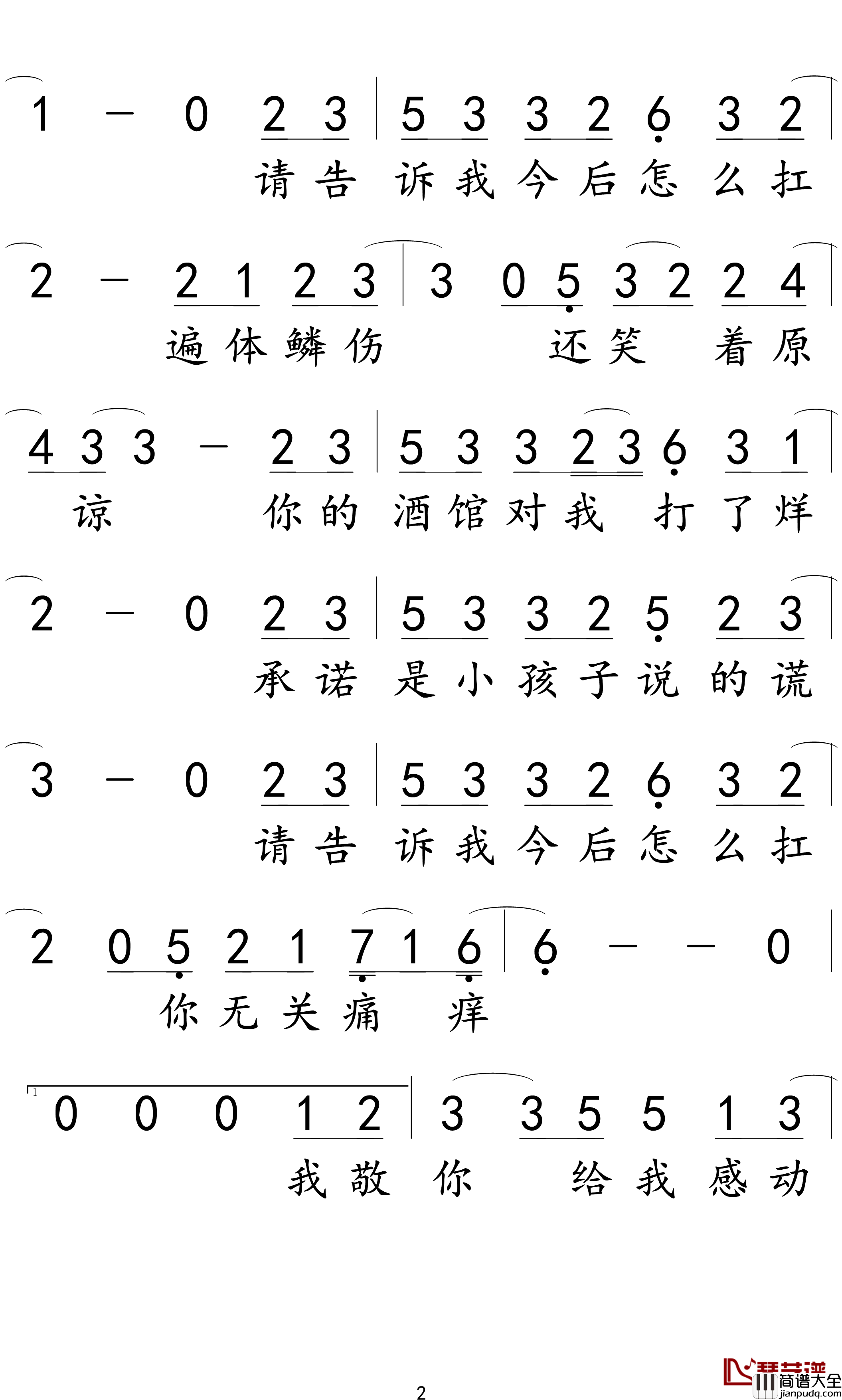 你的酒馆对我打了烊简谱_陈雪凝演唱