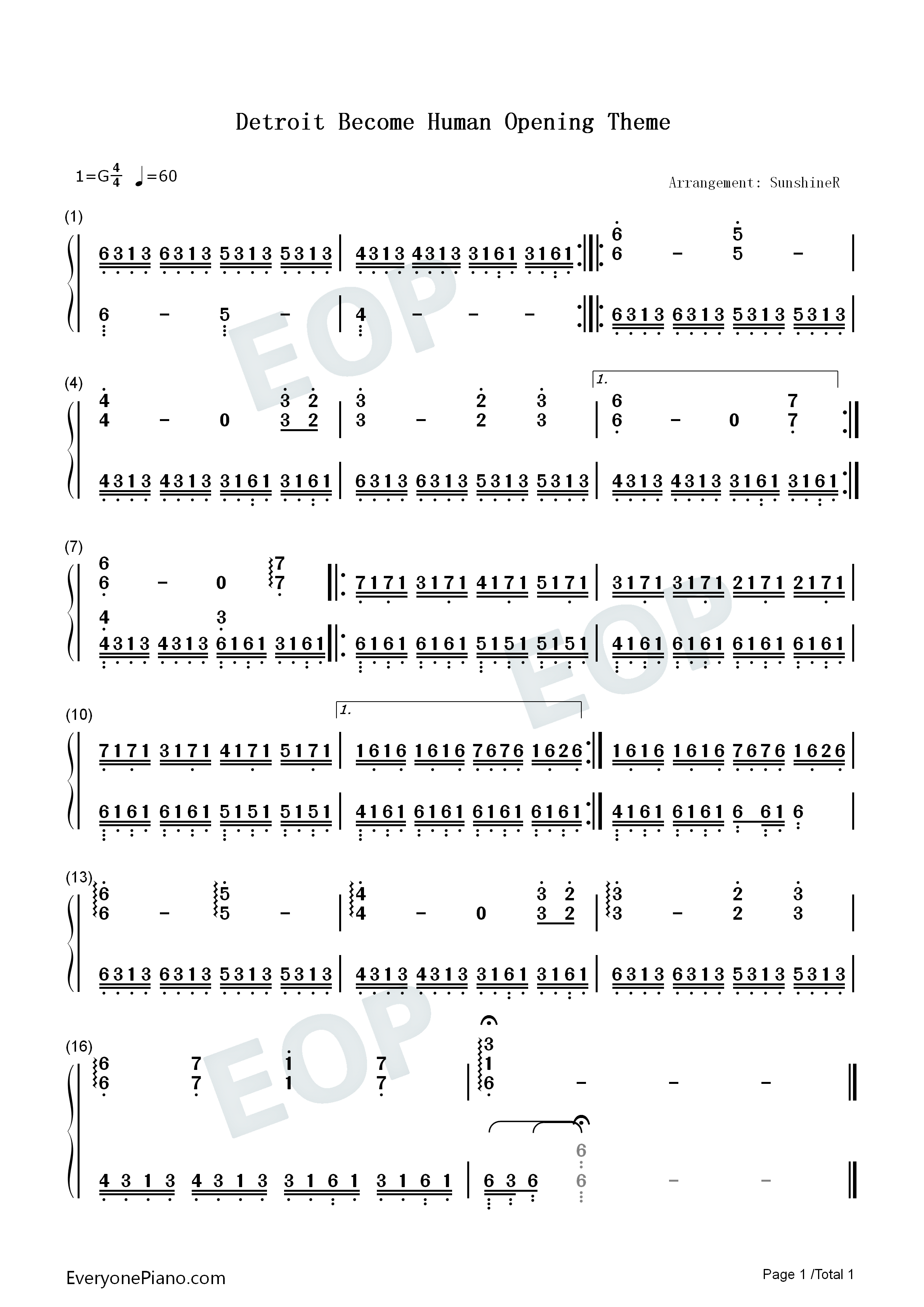 底特律化身为人开场曲钢琴简谱_Philip_Sheppard_Nima_Fakhrara_John_Paesano演唱