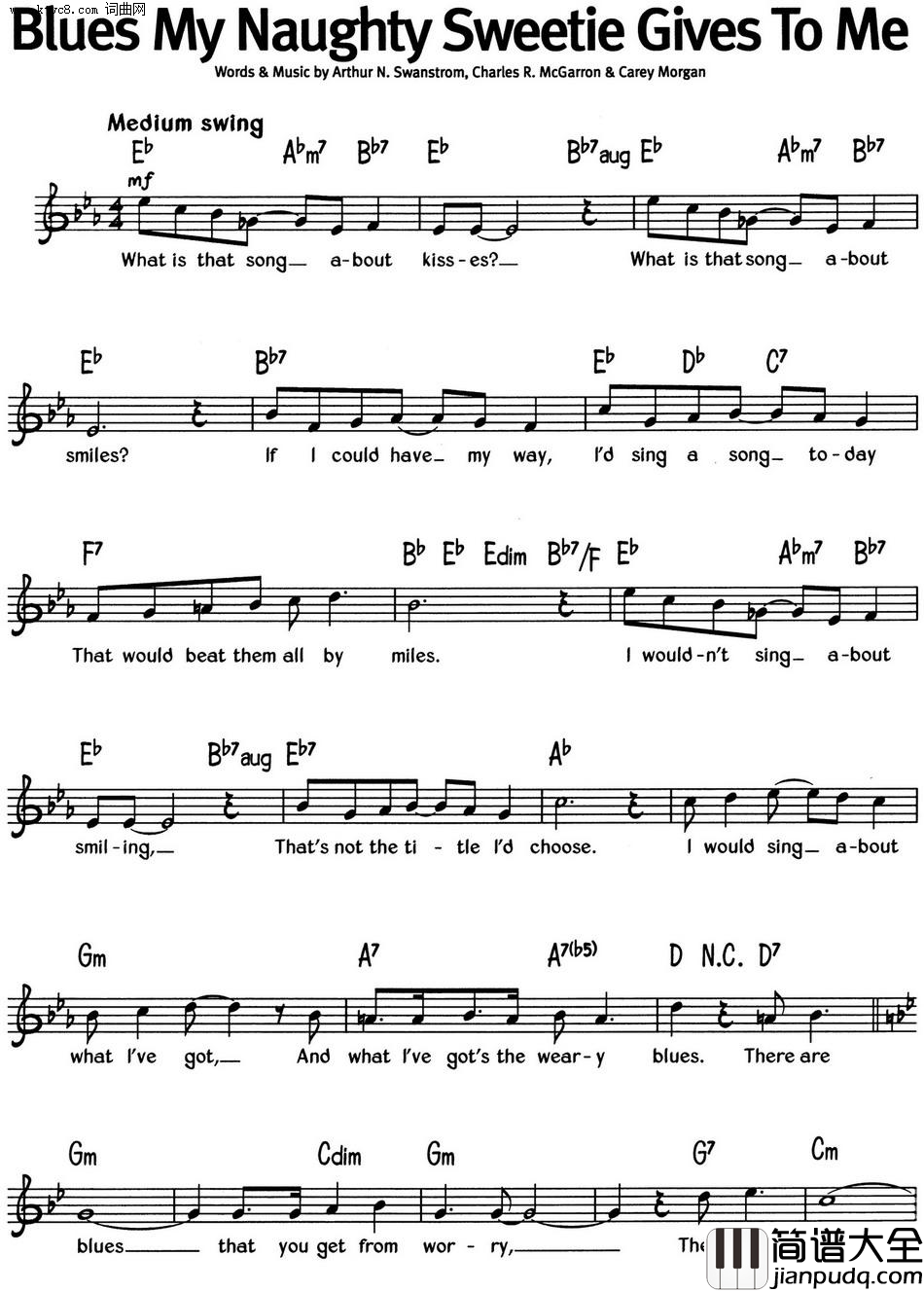 蓝调音乐：Blues_My_Naughty_Sweetie_Gives_To_Me简谱