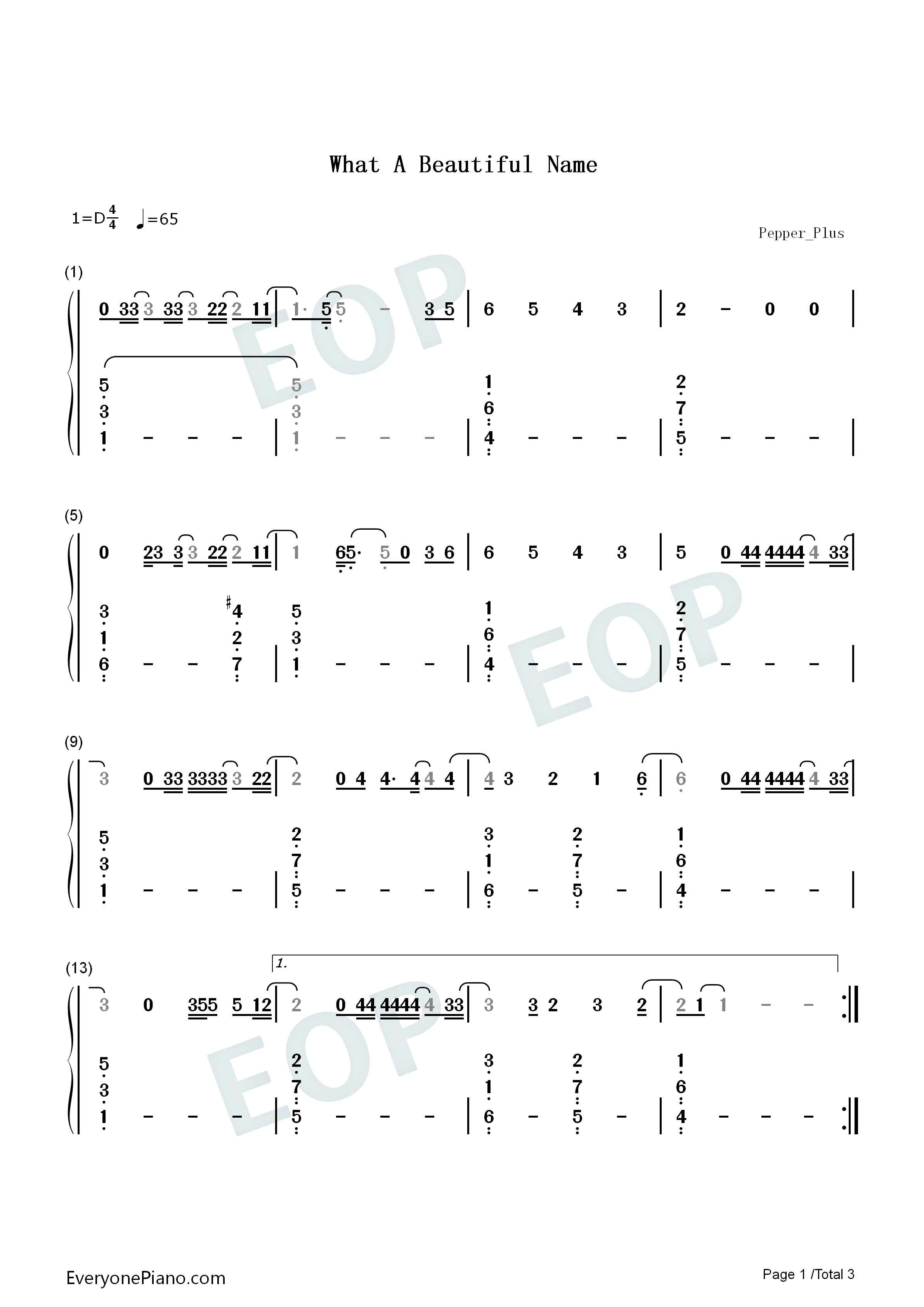 What_A_Beautiful_Name钢琴简谱_Hillsong_Worship演唱