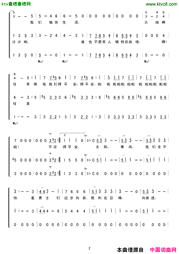 拉德斯基进行曲合唱[奥]简谱
