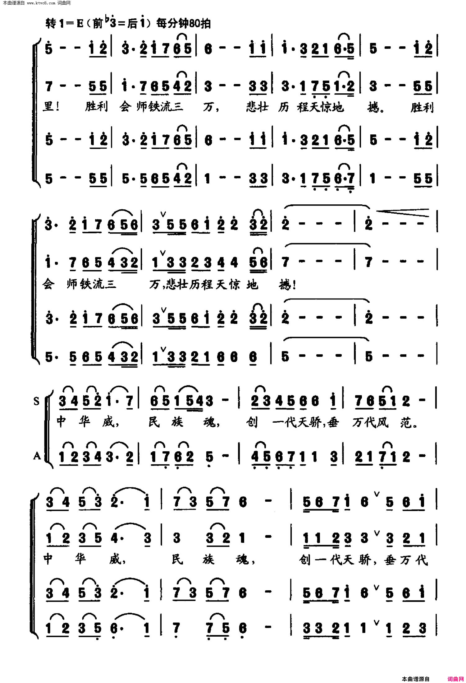 长征丰碑颂简谱_前线歌舞团合唱队演唱_作曲：陶思耀词曲